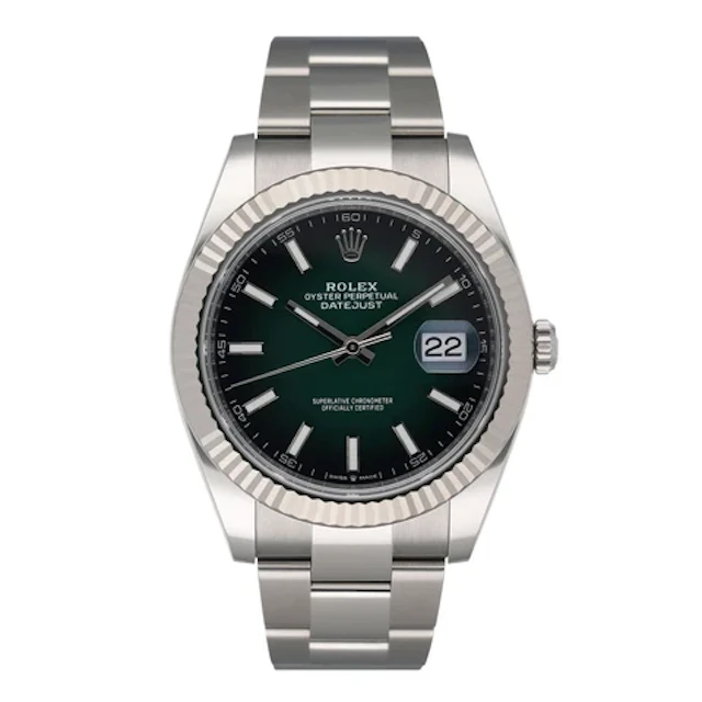 Rolex Datejust 41 126334 Ombré Green Dial Steel Mens Watch Box Papers