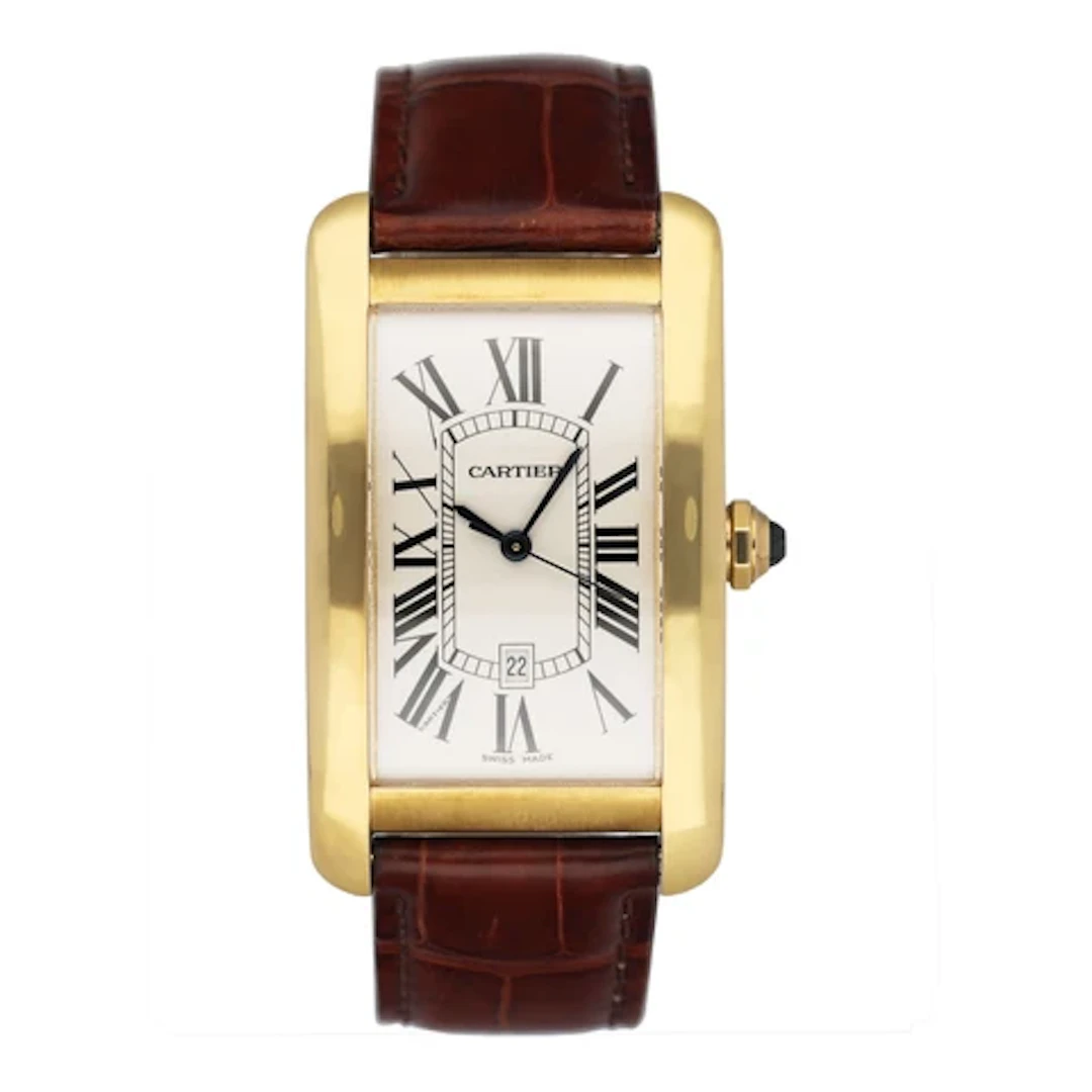 Cartier Tank Americaine Large W2603156 18K Yellow Gold Mens Watch Box Papers