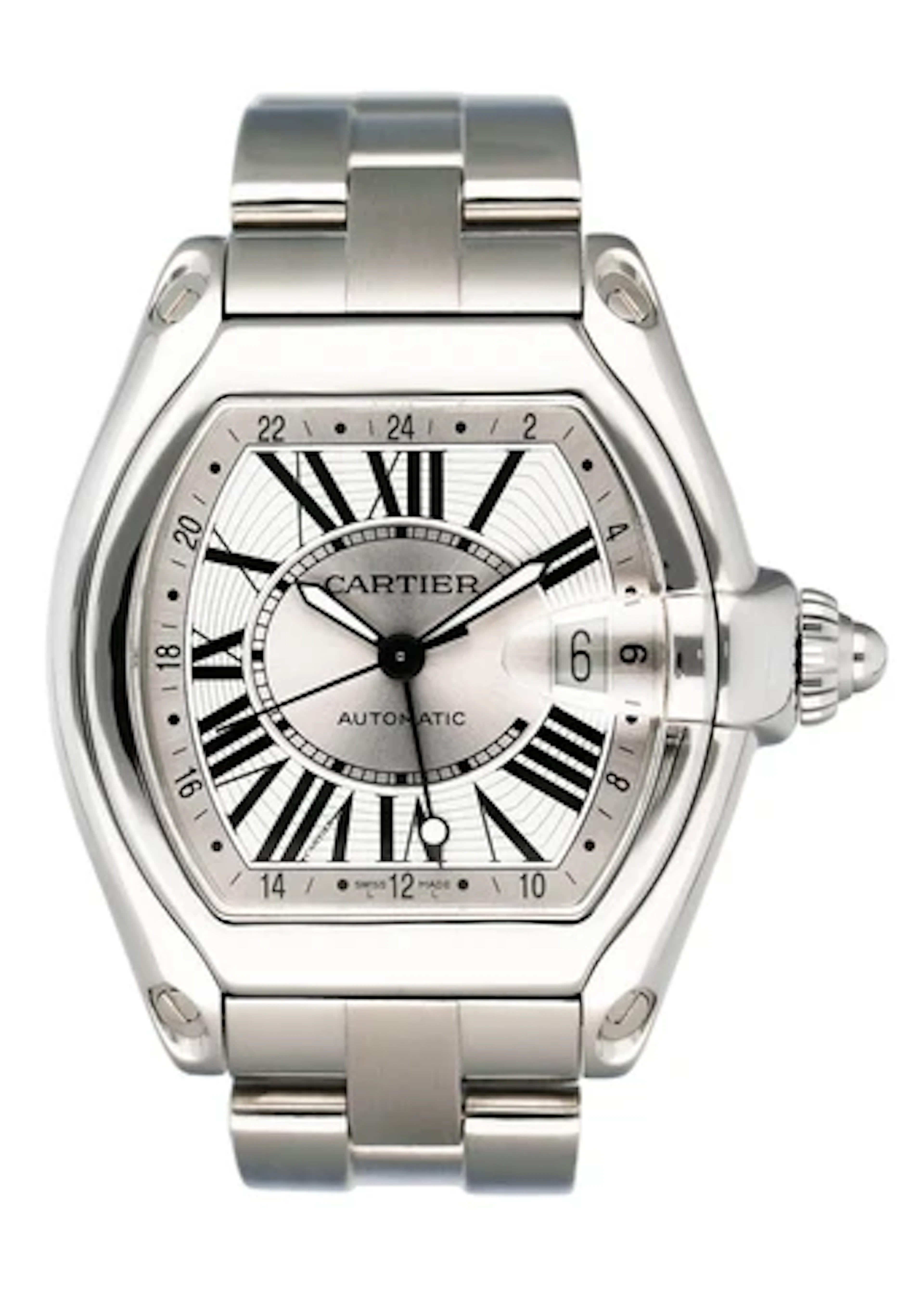 Cartier Roadster XL W62032X6 GMT Stainless Steel Mens Watch