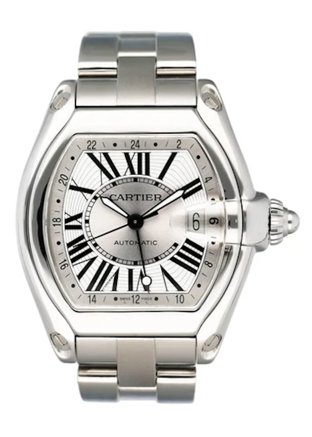 Cartier Roadster XL W62032X6 GMT Stainless Steel Mens Watch
