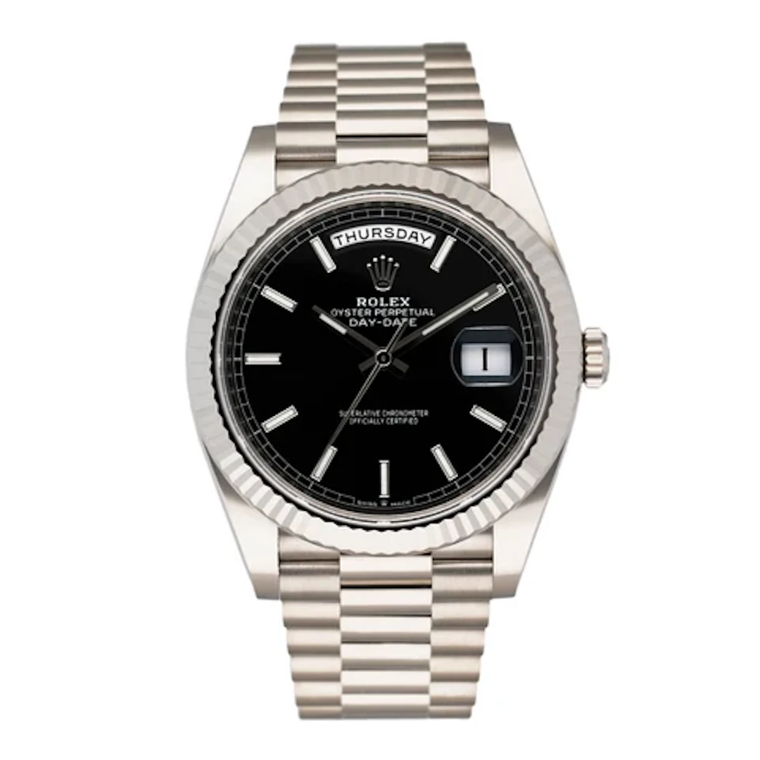 Rolex Day-Date 228239 Black Dial Mens Watch Box Papers