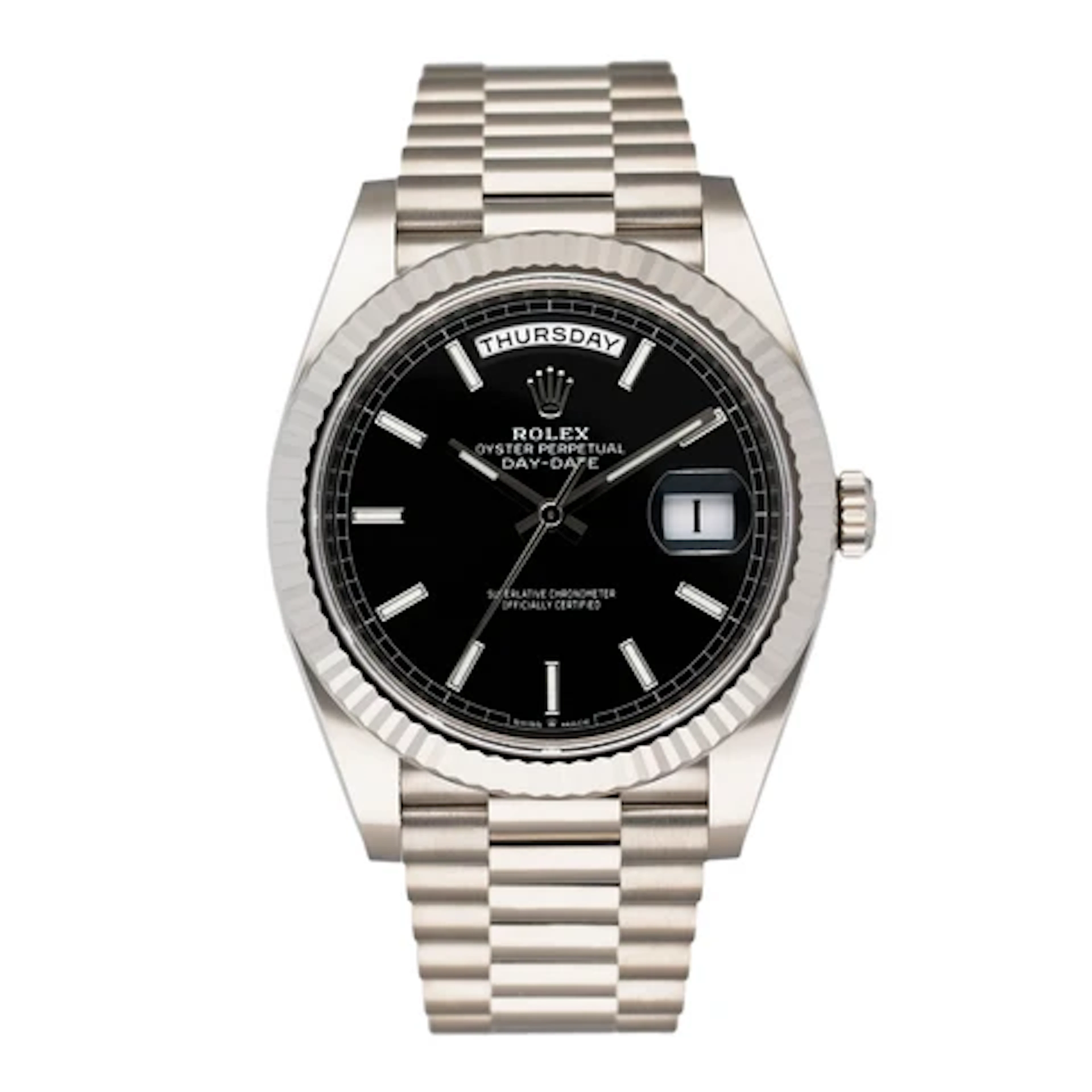 Rolex Day-Date 228239 Black Dial Mens Watch Box Papers