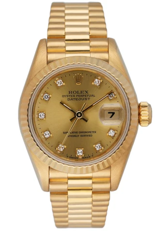 Rolex Datejust 69178 18K Yellow Gold Diamond Dial Ladies Watch