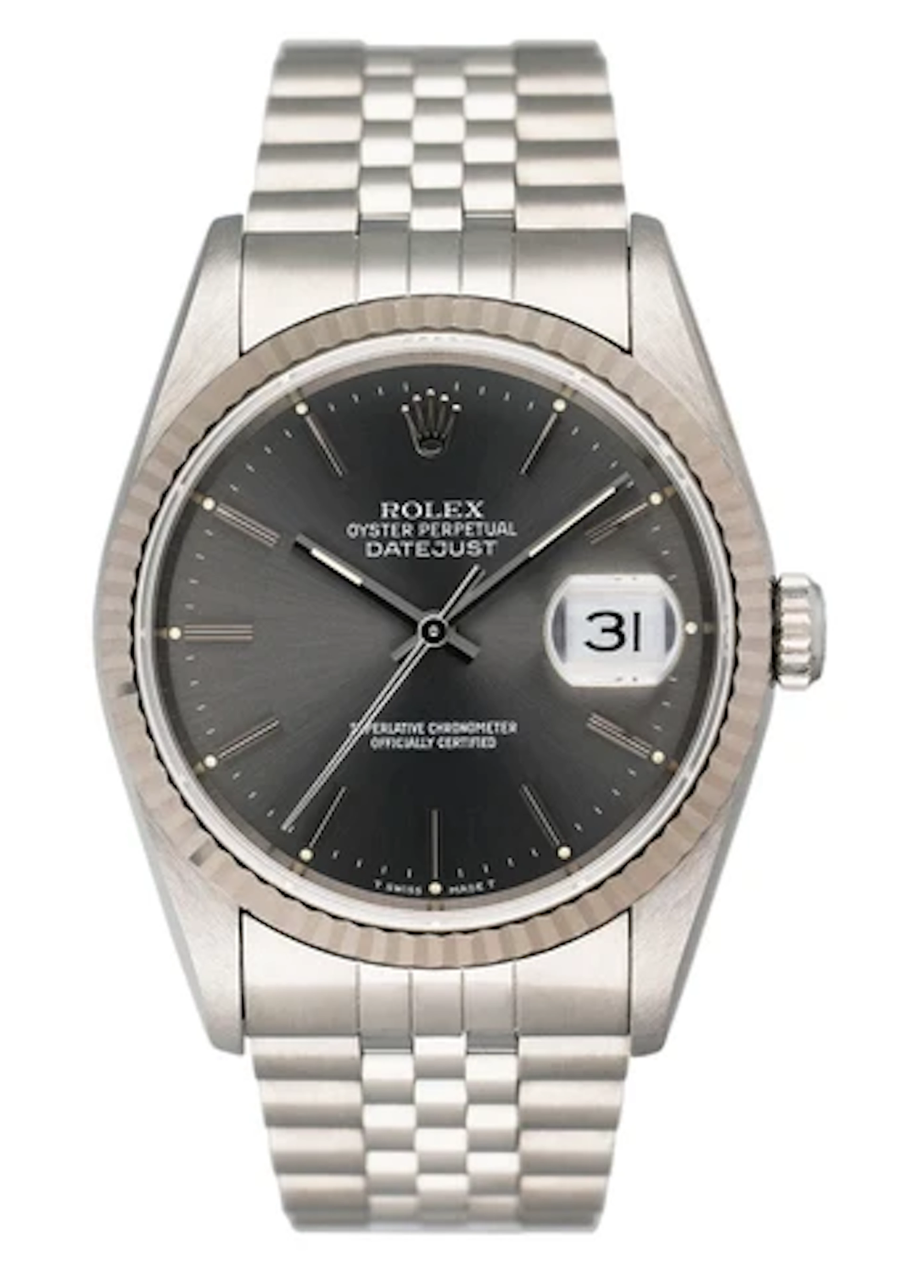 Rolex Datejust 16234 Gray Dial Mens Watch Box Papers