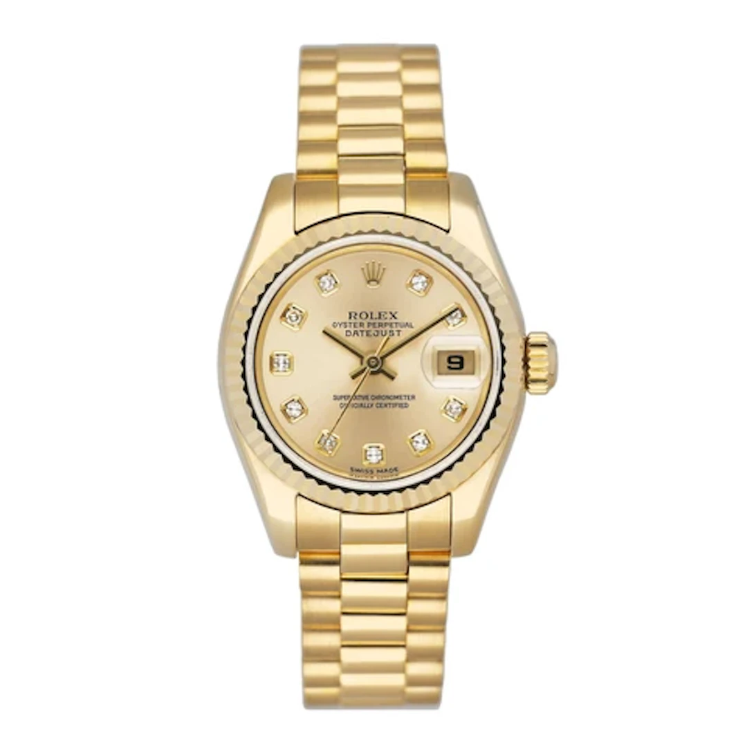 Rolex Datejust 179178 Diamond Pink Dial 18K Yellow Gold Ladies Watch