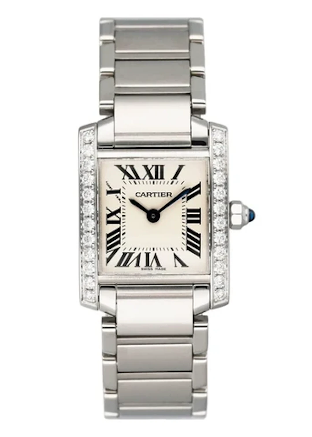 Cartier Tank Francaise W4TA0008 Diamond Stainless Steel Ladies Watch Box Papers