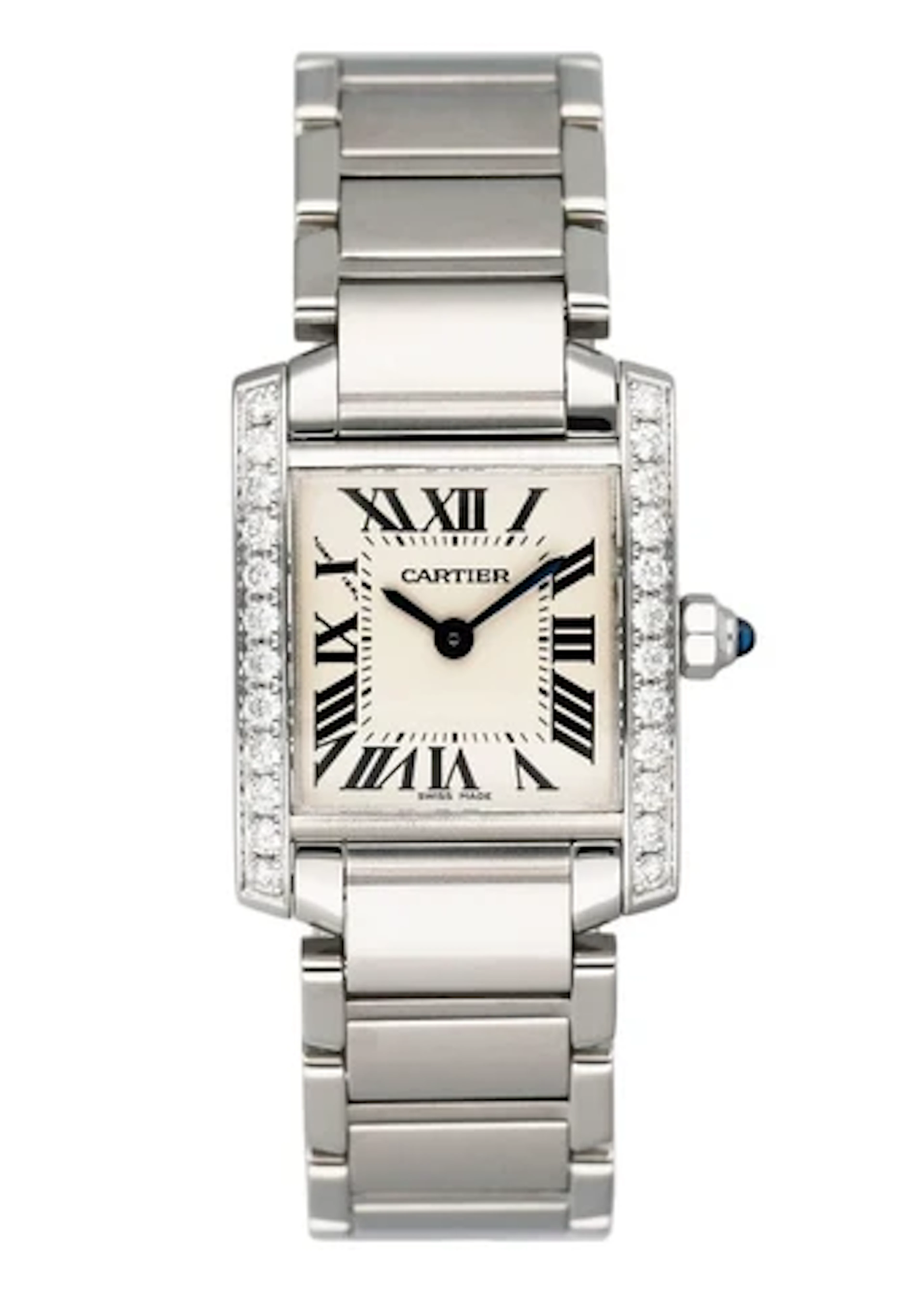 Cartier Tank Francaise W4TA0008 Diamond Stainless Steel Ladies Watch Box Papers