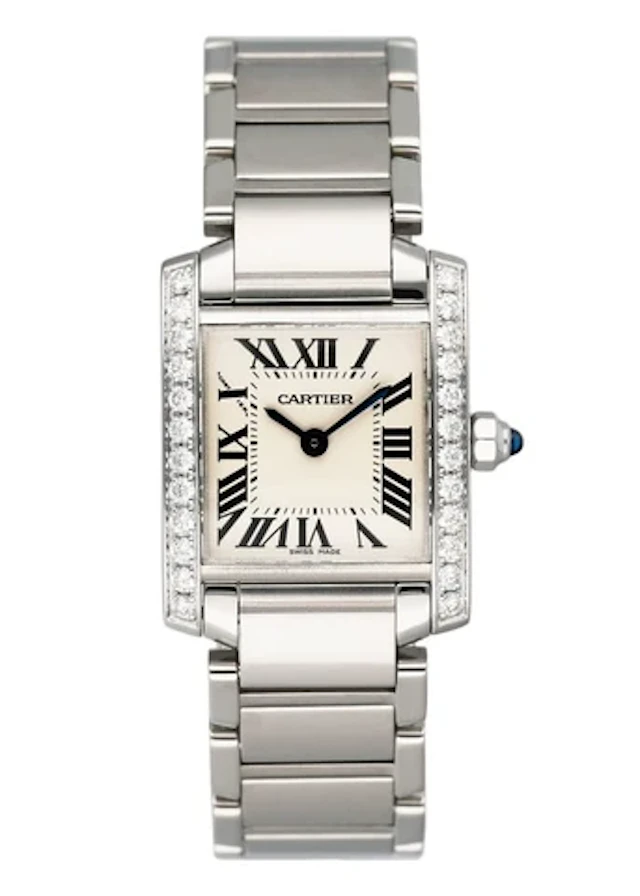 Cartier Tank Francaise W4TA0008 Diamond Stainless Steel Ladies Watch Box Papers