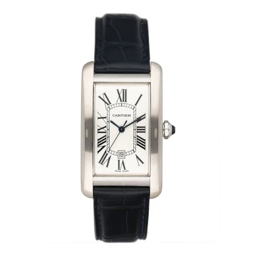 Cartier Tank Americaine W2605556 18K White Gold Mens Watch