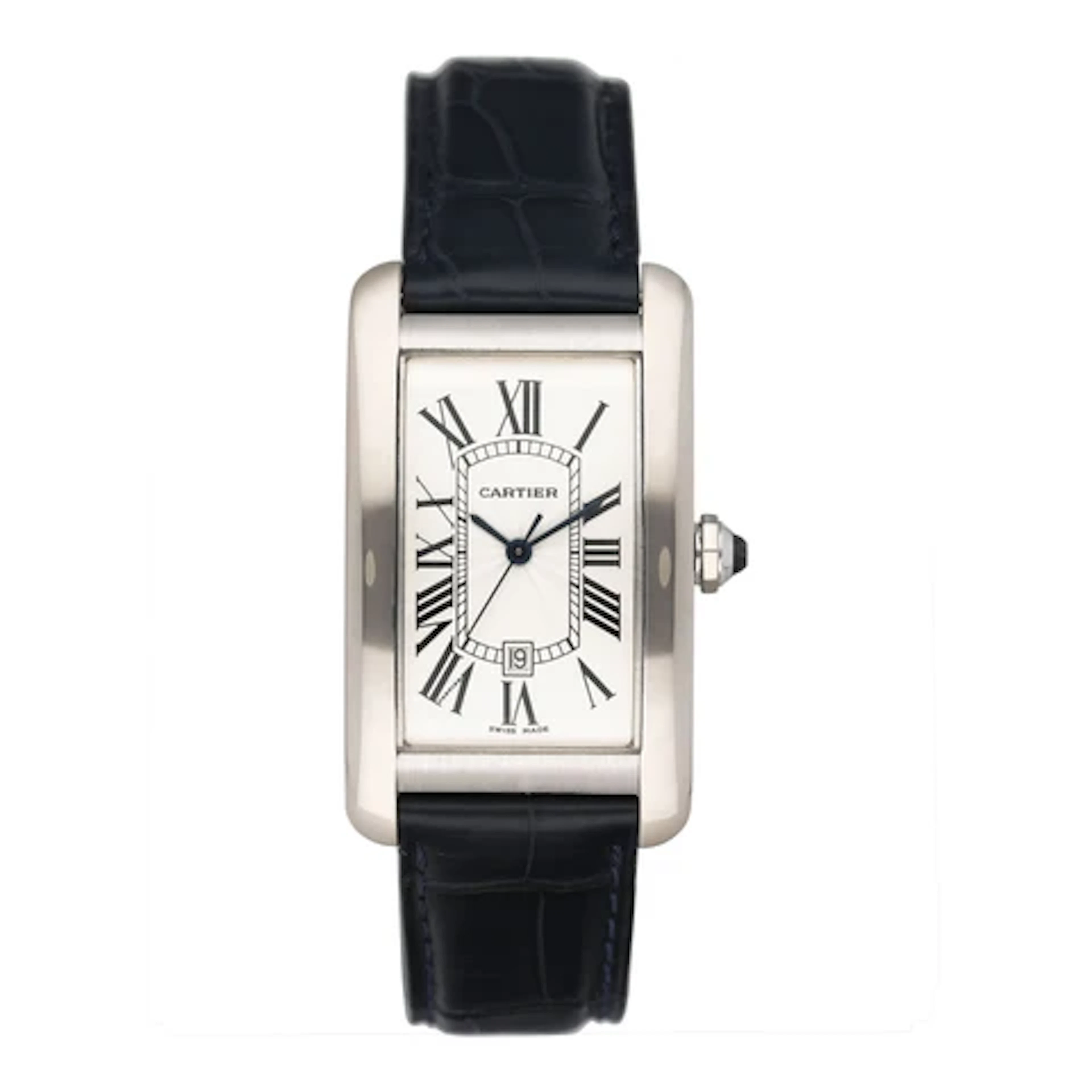 Cartier Tank Americaine W2605556 18K White Gold Mens Watch