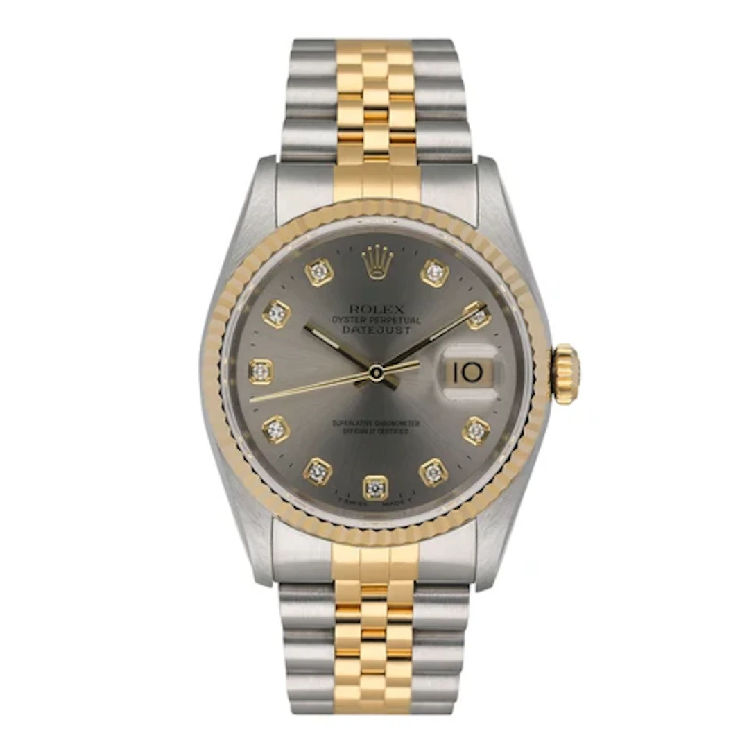 Rolex Datejust 16233 Diamond Silver Dial Mens Watch