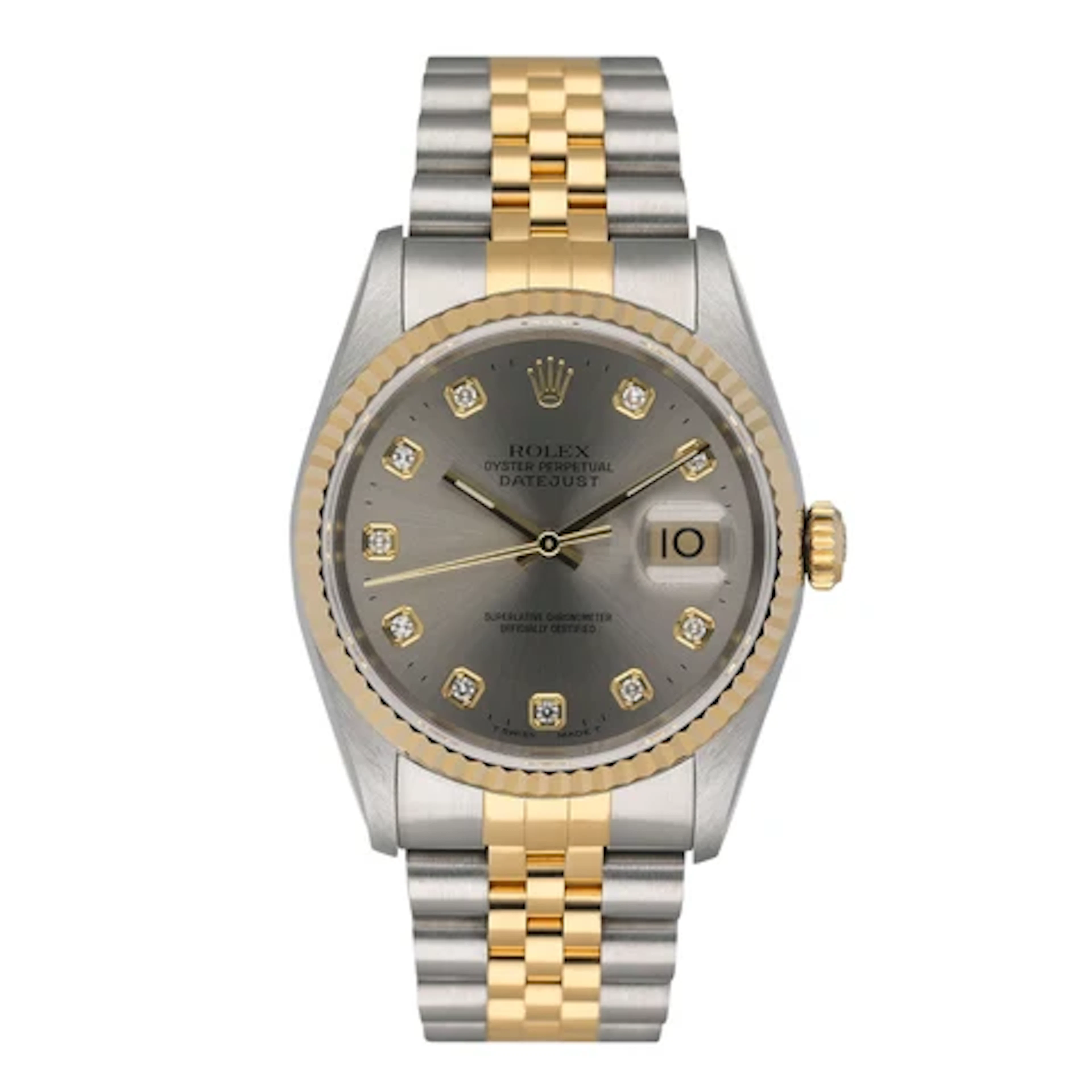 Rolex Datejust 16233 Diamond Silver Dial Mens Watch