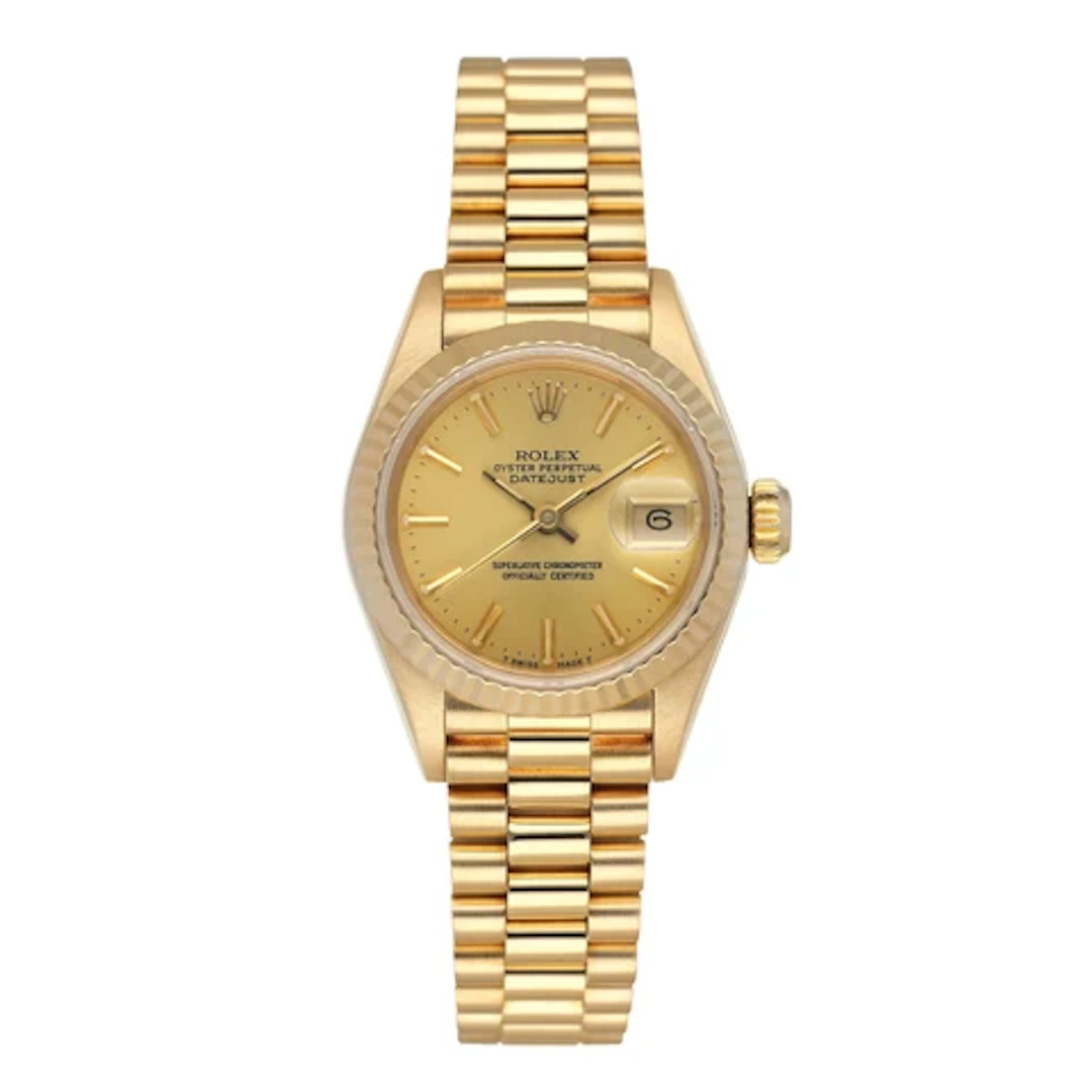 Rolex Datejust 69178 Champagne Dial 18K Yellow Gold Ladies Watch Box Papers