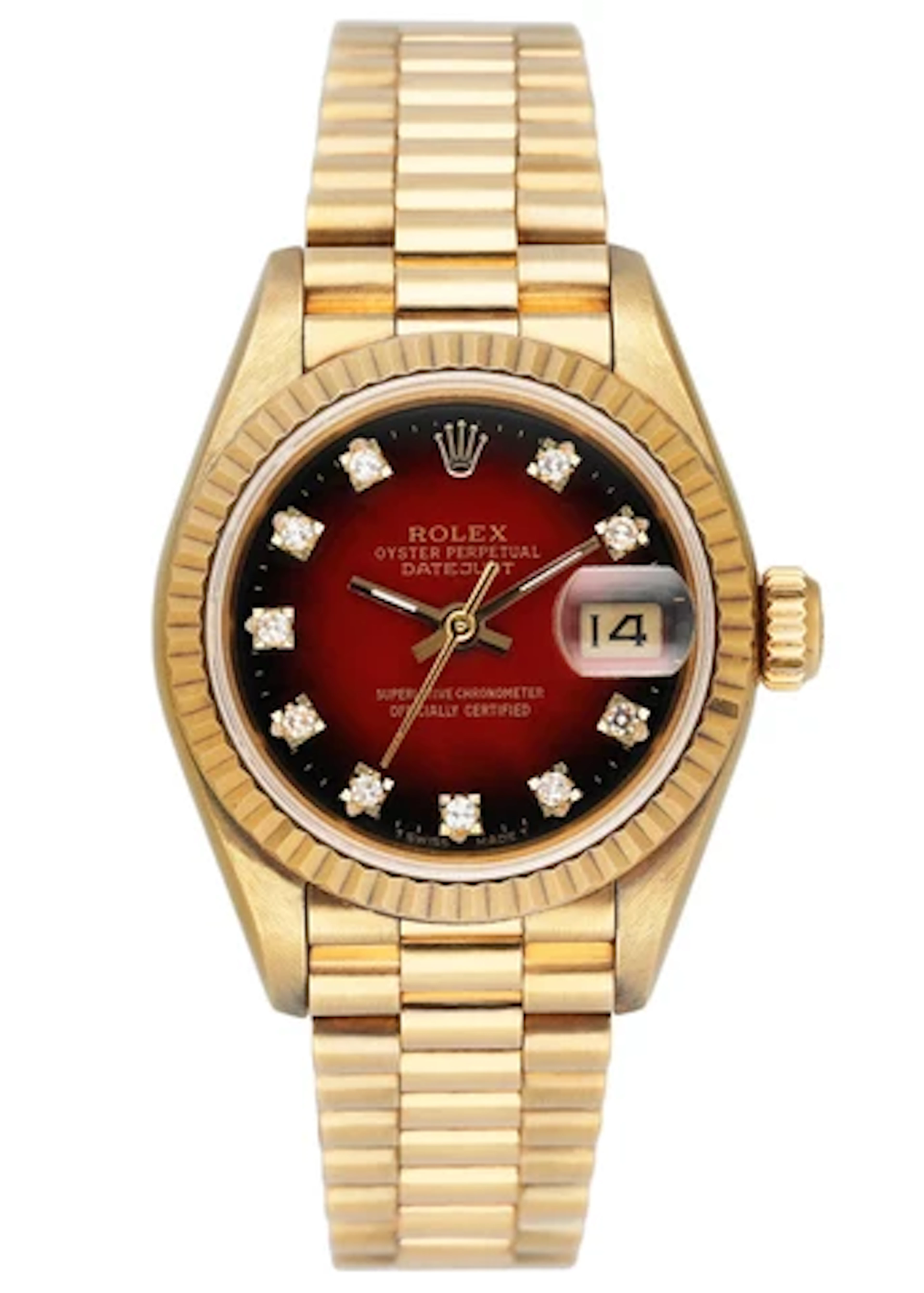 Rolex Datejust 69178 Red Dial Ladies Watch Box Papers