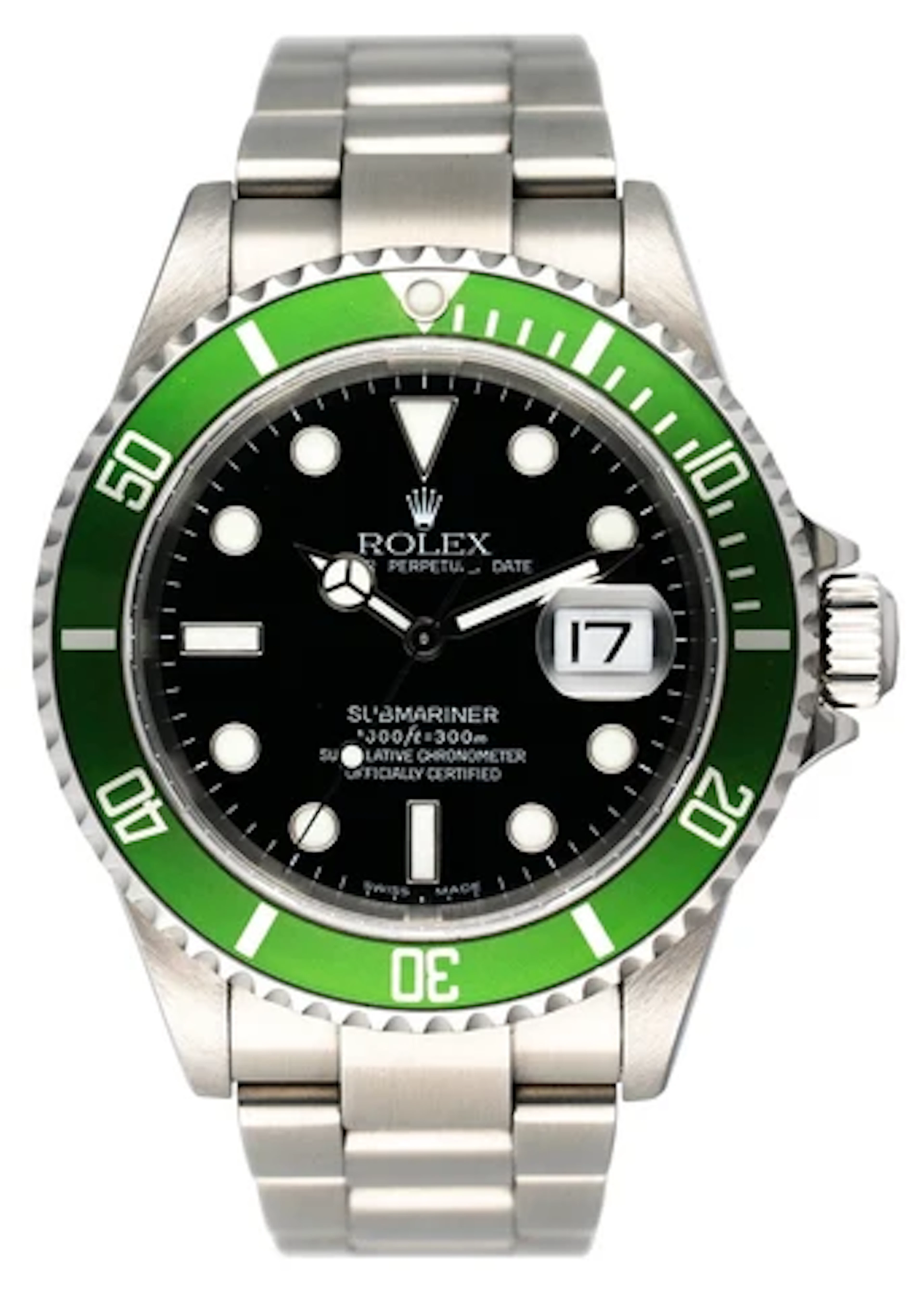 Rolex Submariner 16610LV Kermit Flat 4 Mens Watch Box Papers