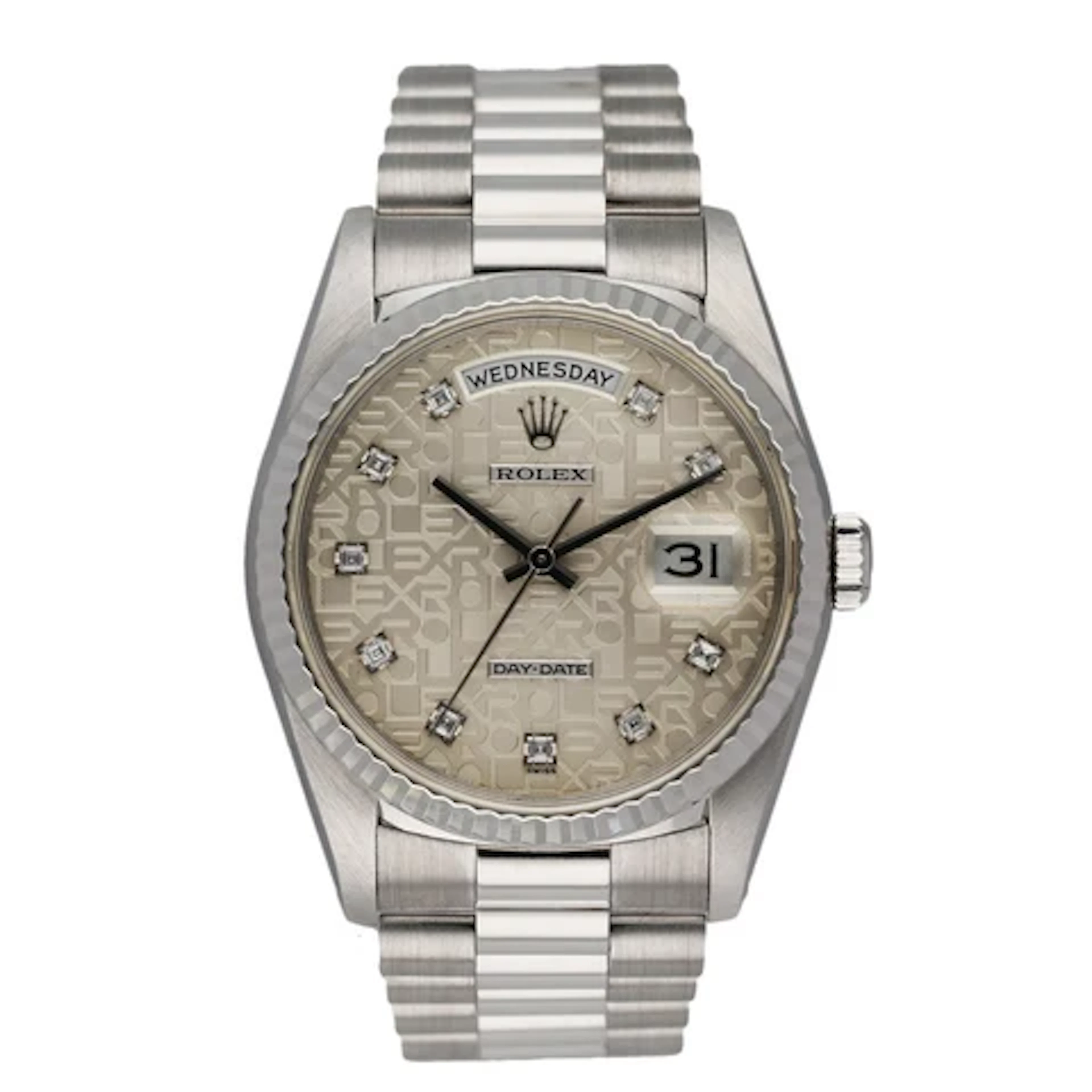 Rolex Day-Date 18239 18K White Gold Anniversary Diamond Dial Men's Watch