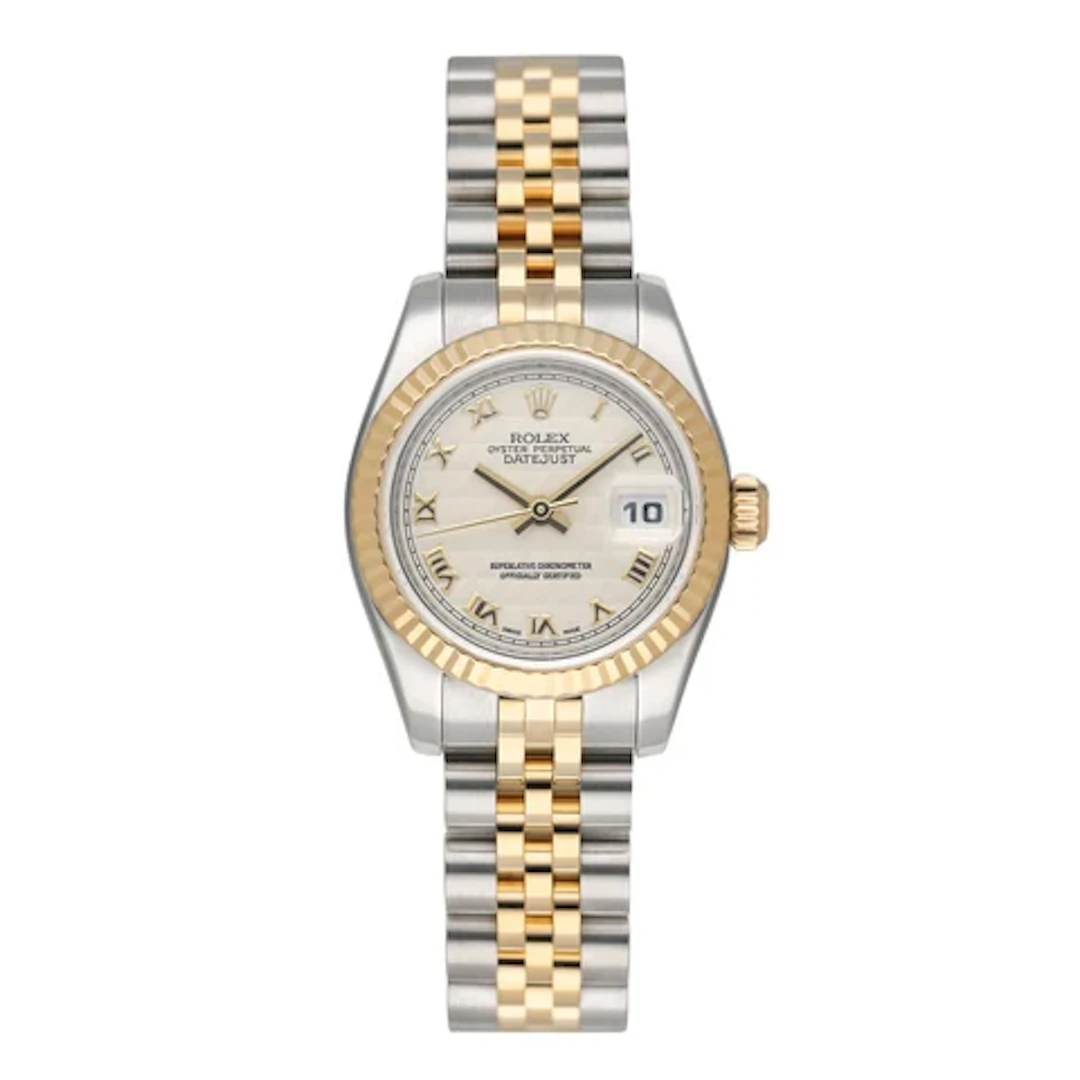 Rolex Datejust 179173 Ivory Pyramid Dial Ladies Watch Box Papers