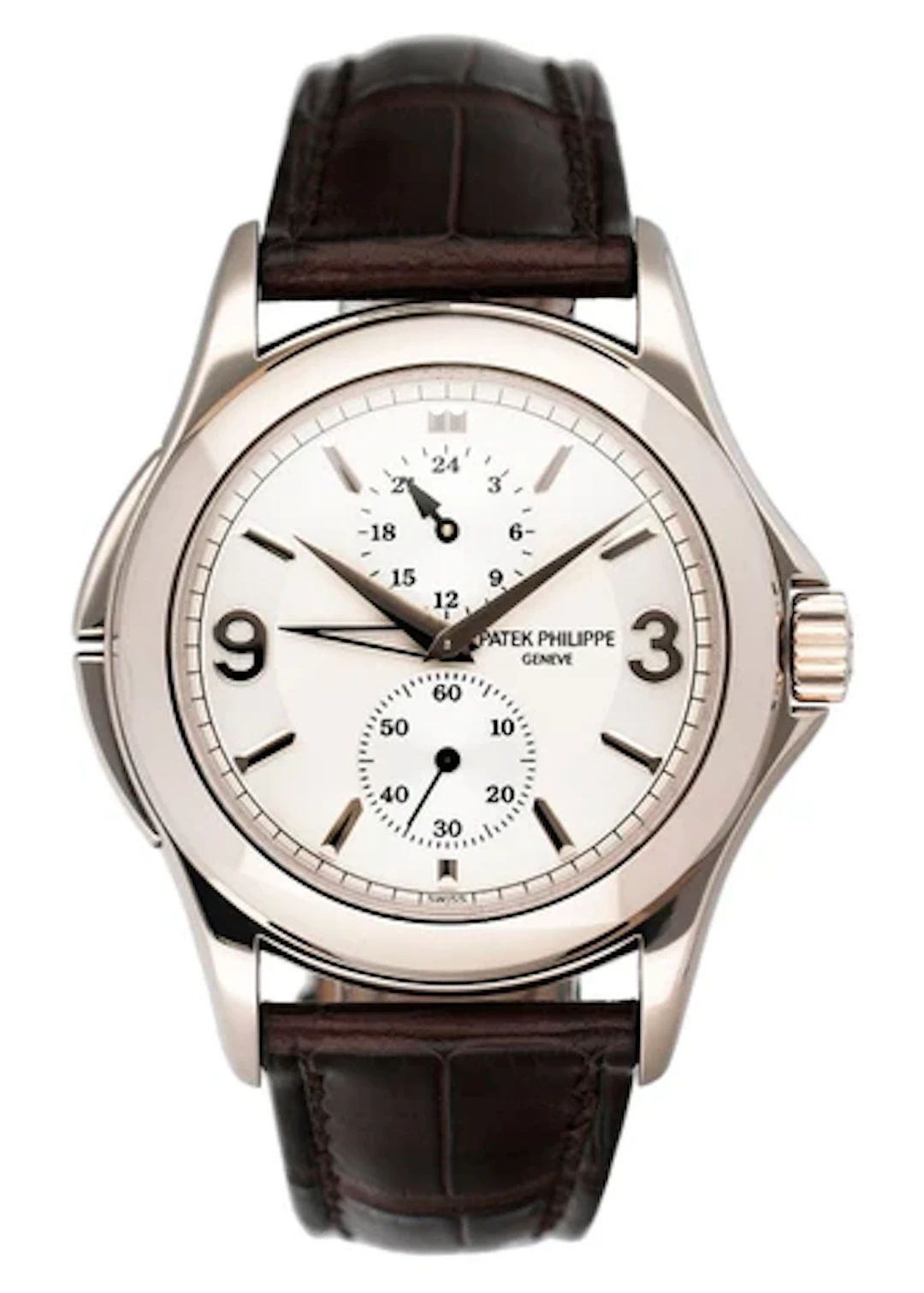 Patek Philippe Calatrava Travel Time 5134G 18K White Gold Mens Watch