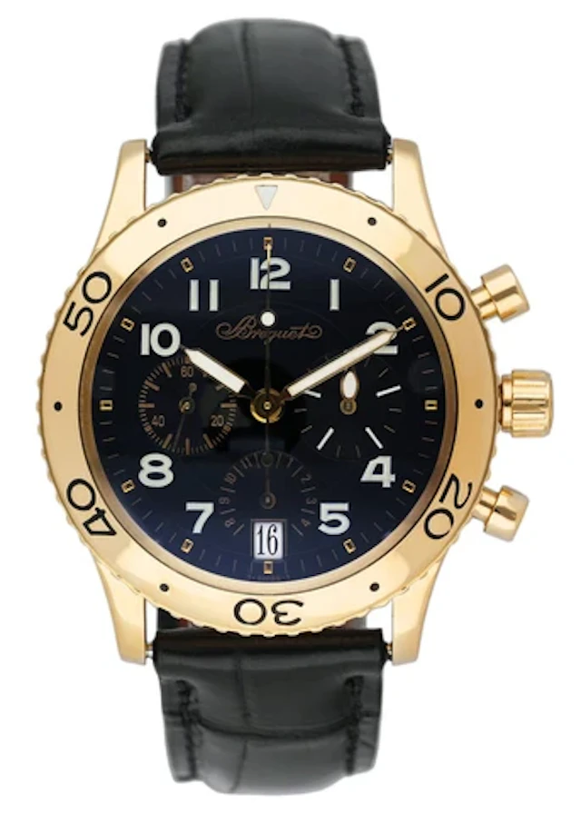 Breguet Type XX 3820 Black Dial 18K Yellow Gold Mens Watch