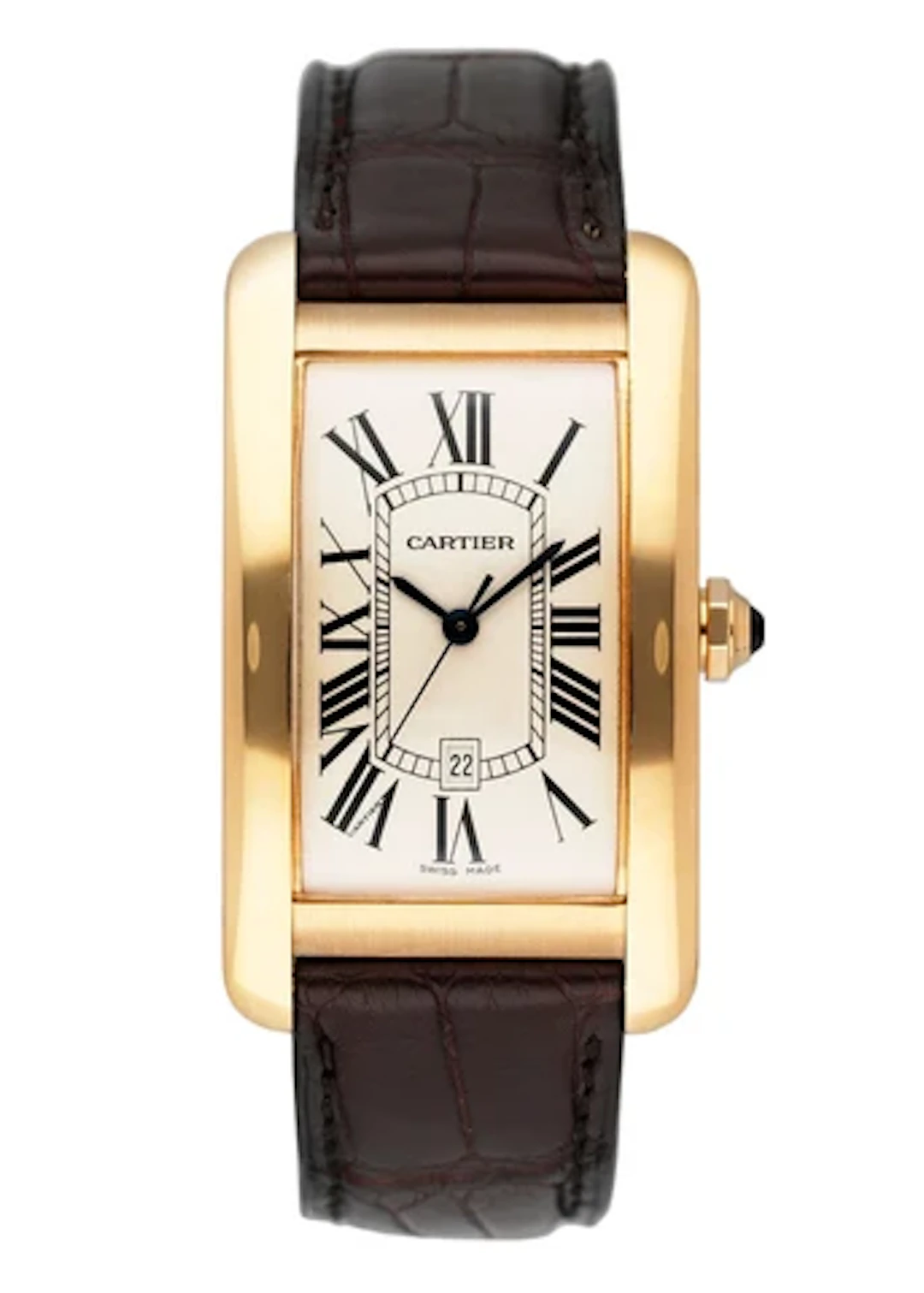 Cartier Tank Americaine Large W2603156 18K Yellow Gold Mens Watch
