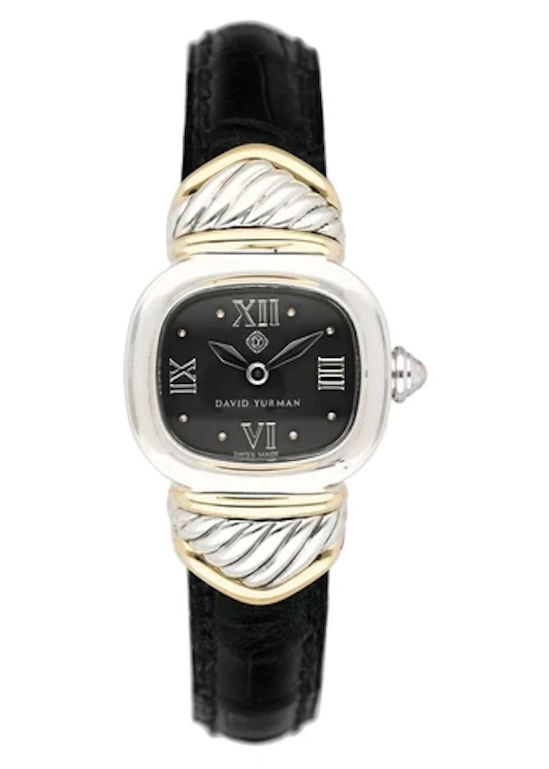 David Yurman Black Dial 14K Gold Steel Ladies Watch