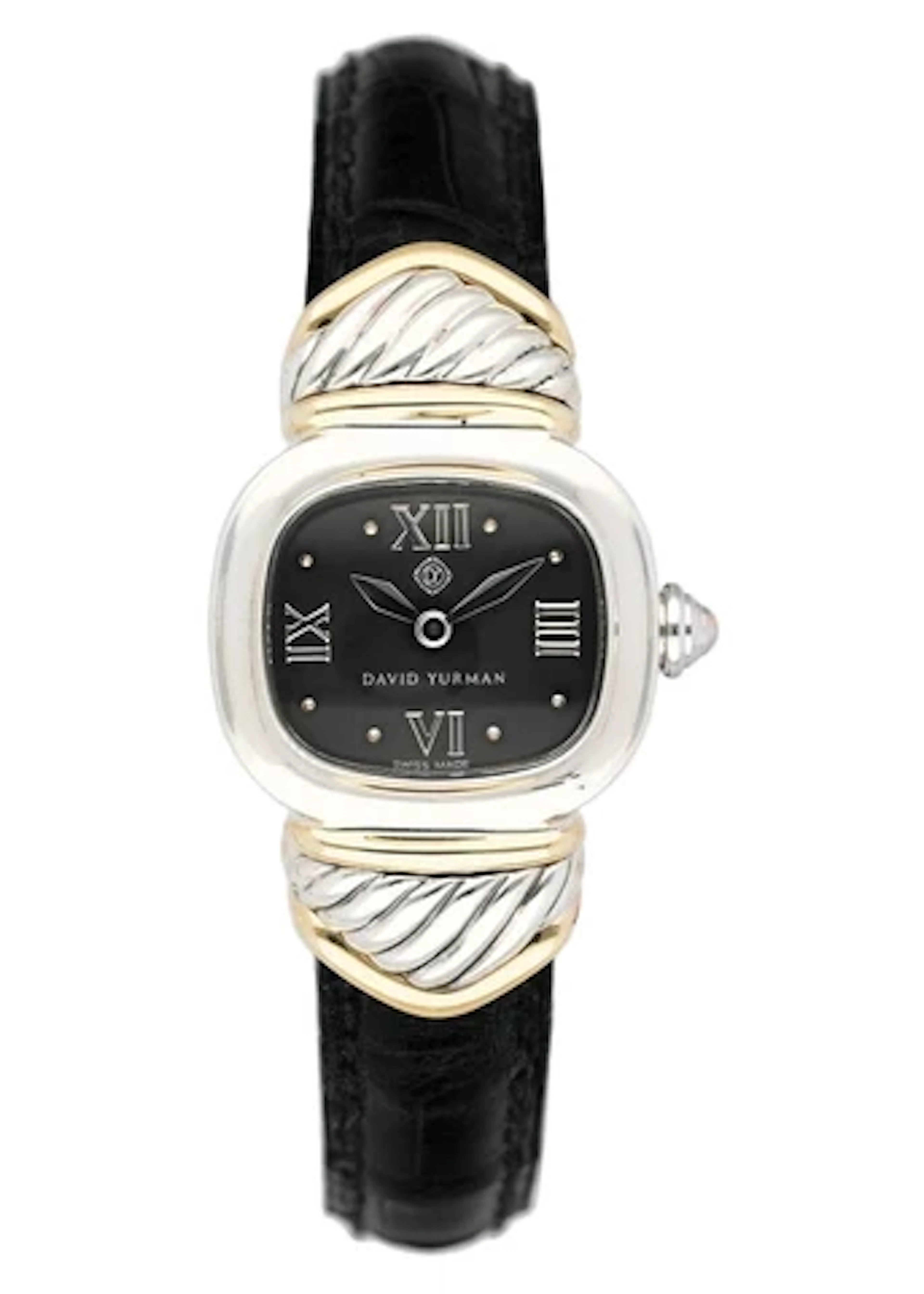 David Yurman Black Dial 14K Gold Steel Ladies Watch