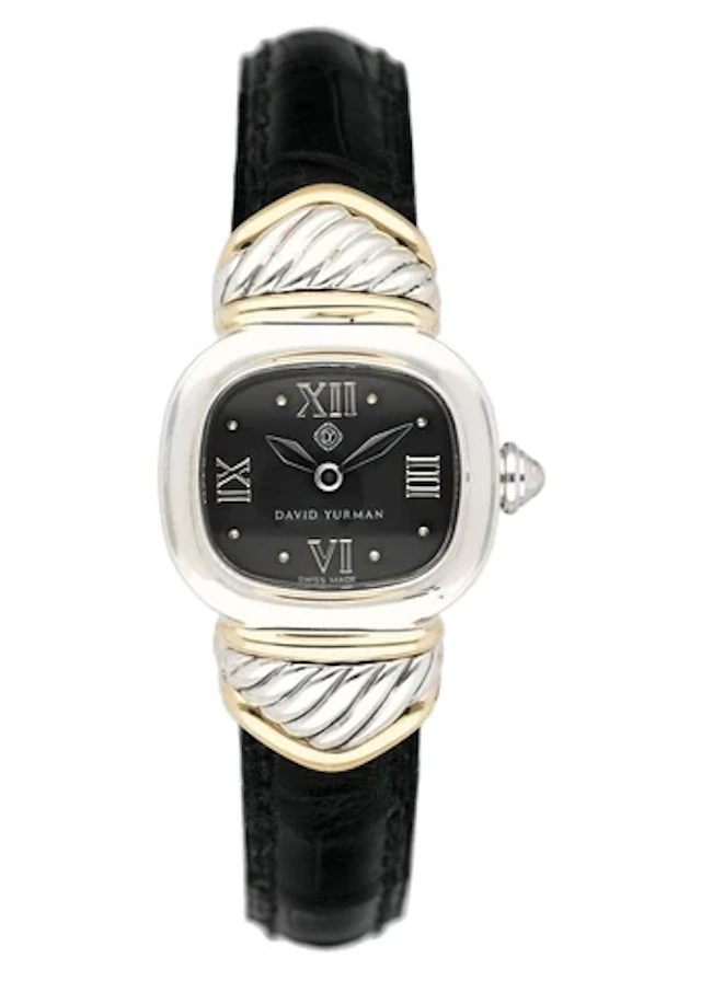 David Yurman Black Dial 14K Gold Steel Ladies Watch