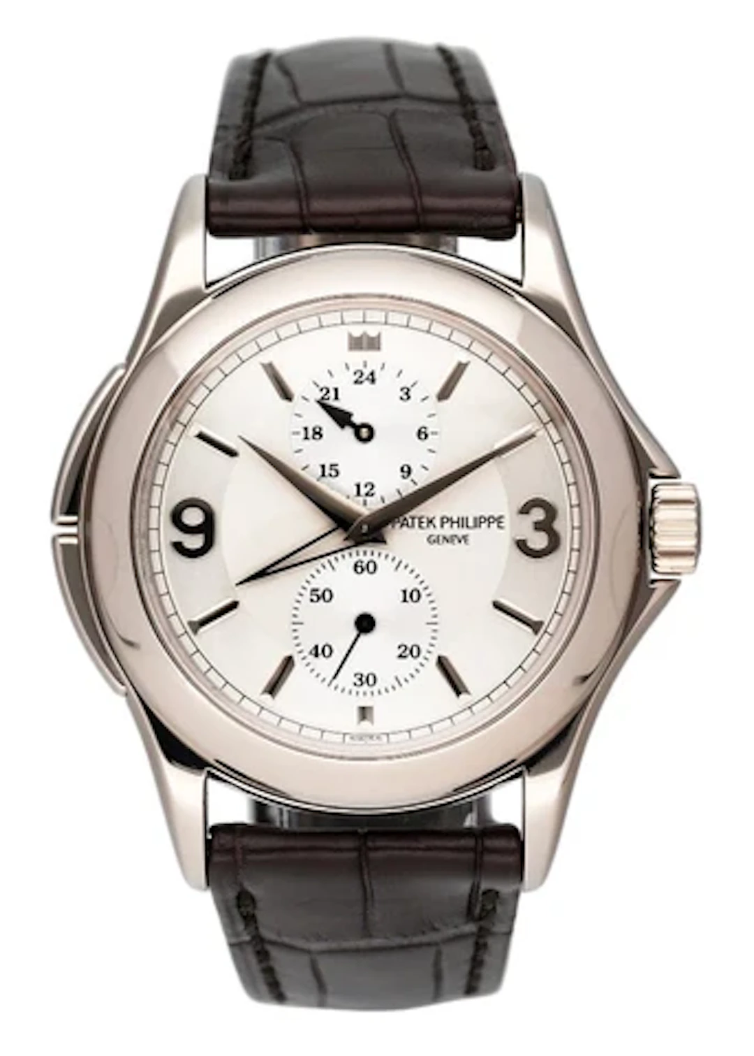 Patek Philippe Calatrava Travel Time 5134G 18K White Gold Mens Watch
