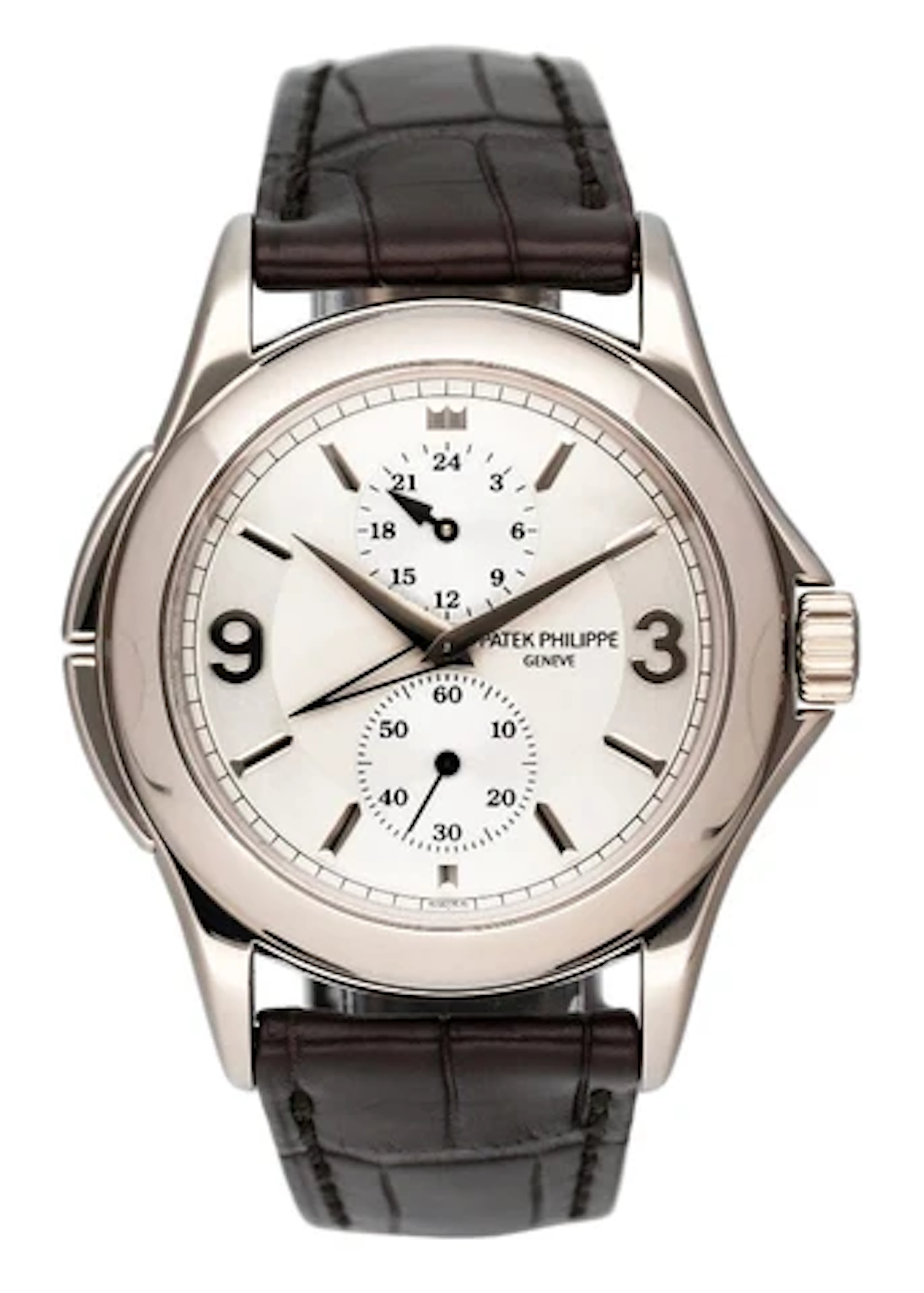 Patek Philippe Calatrava Travel Time 5134G 18K White Gold Mens Watch