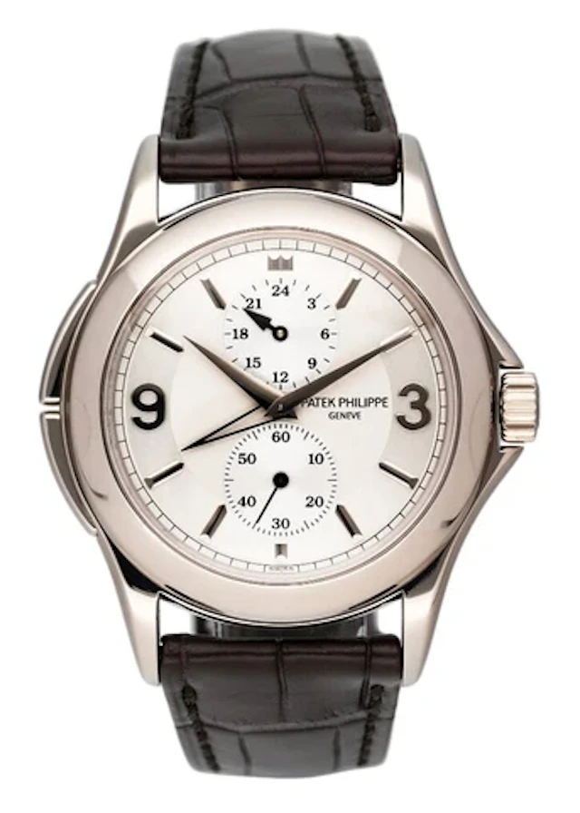 Patek Philippe Calatrava Travel Time 5134G 18K White Gold Mens Watch