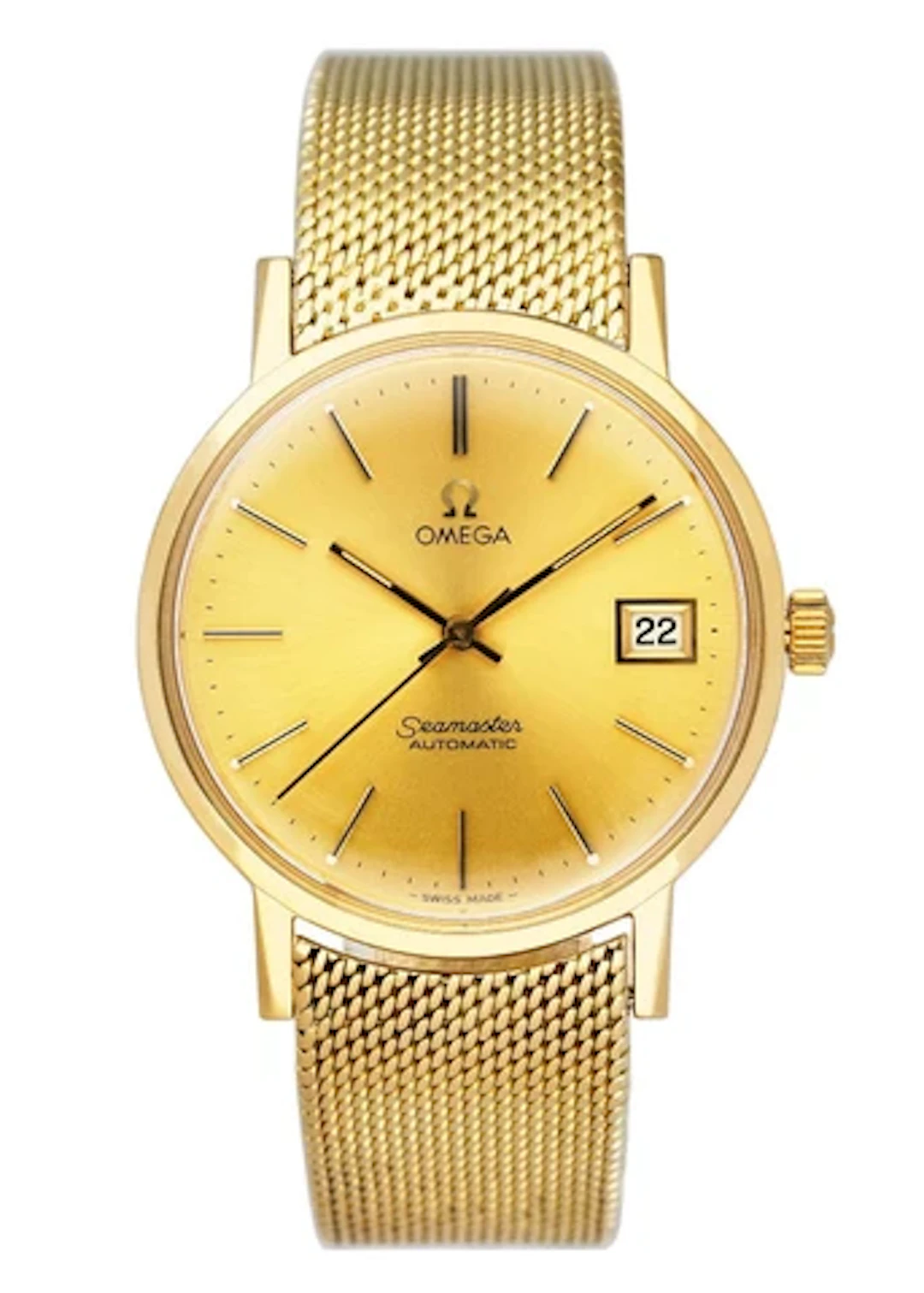 Omega Seamaster 18K Yellow Gold Mens Watch With Box