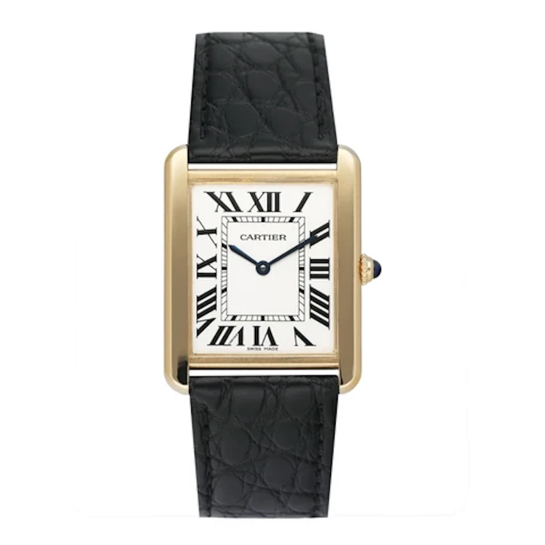 Cartier Tank Solo W5200004 Large Size 18K Yellow Gold Mens Watch