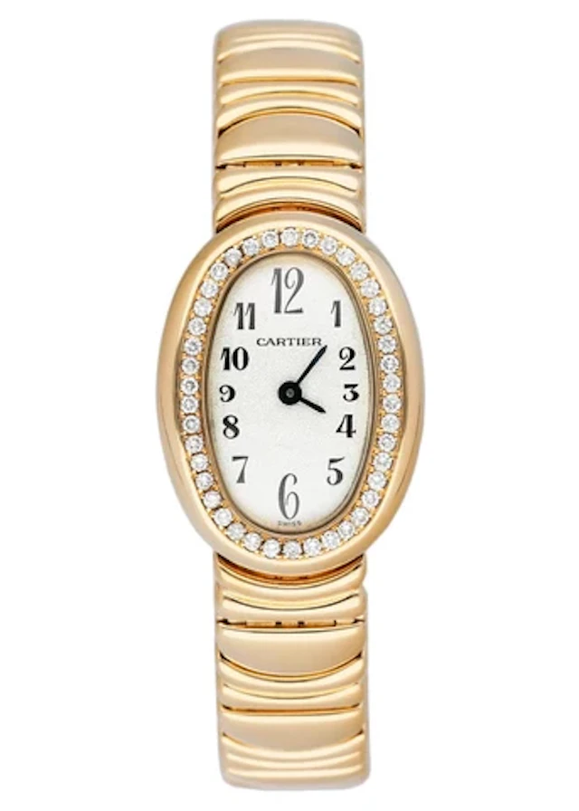 Cartier Baignoire Mini WB5047D8 / 1960 Diamond 18k Yellow Gold Ladies Watch