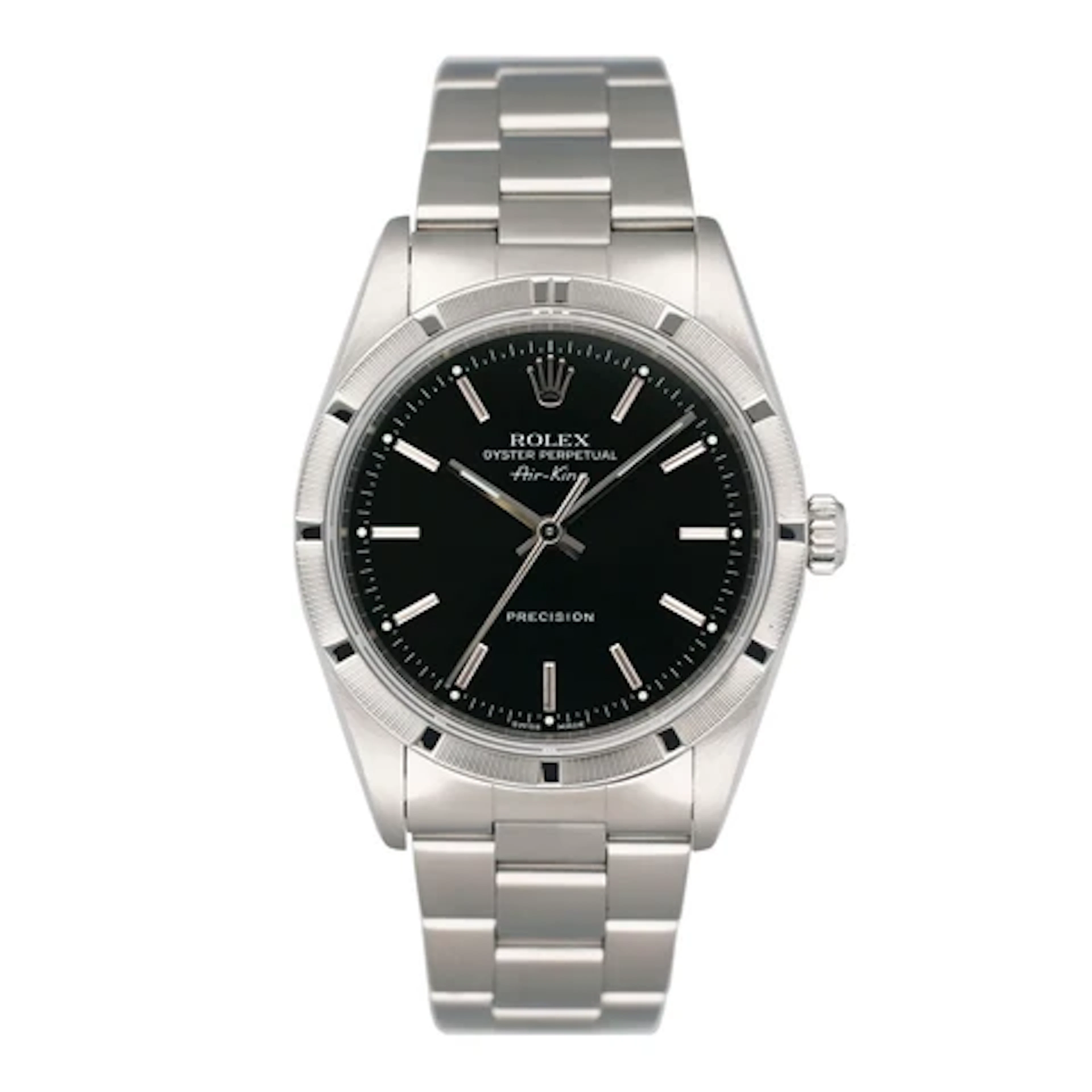 Rolex Air King Precision 14010 Black Dial Mens Watch Box Papers