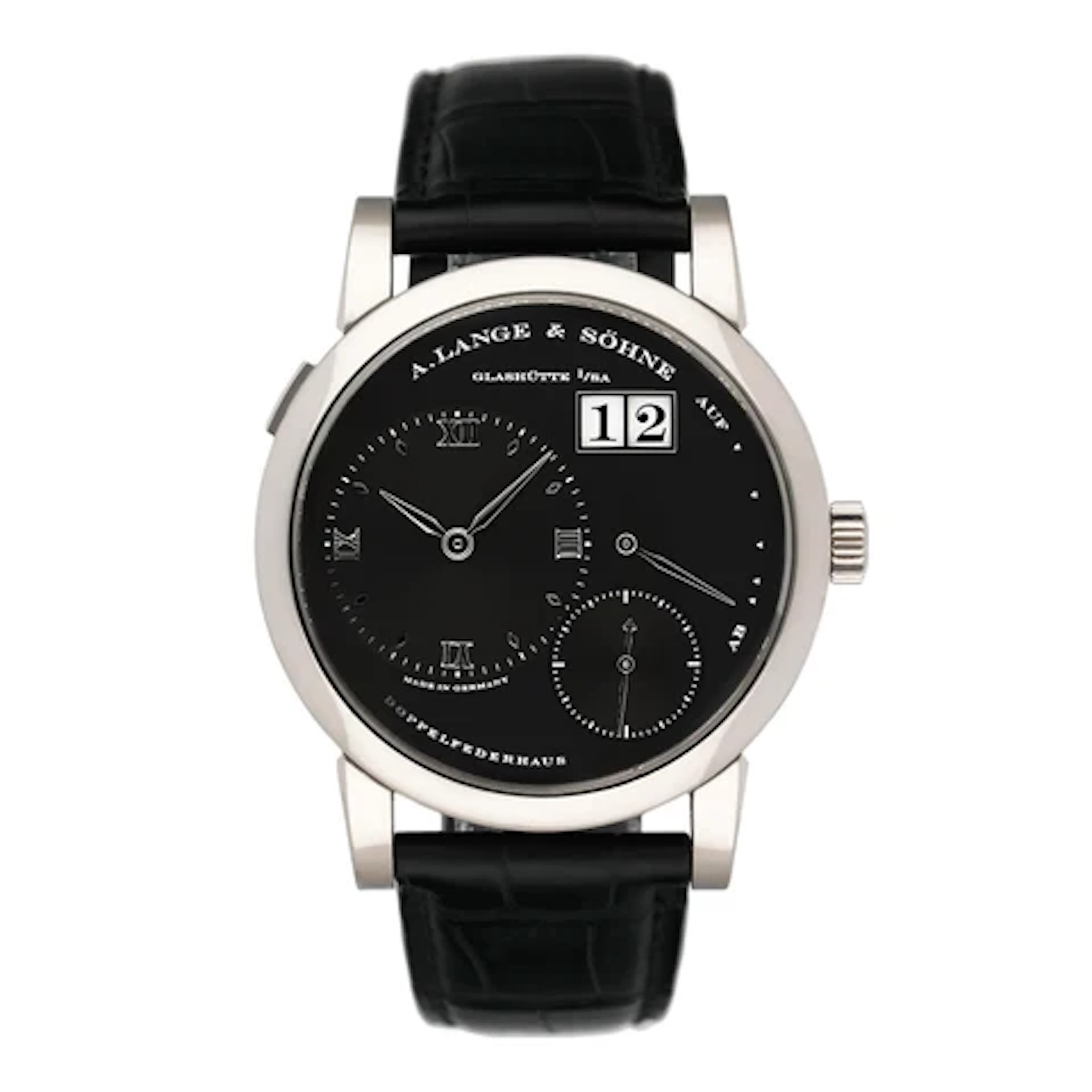 A. Lange & Sohne Grand Lange 1 117.028F Black Dial Mens Watch Box Papers