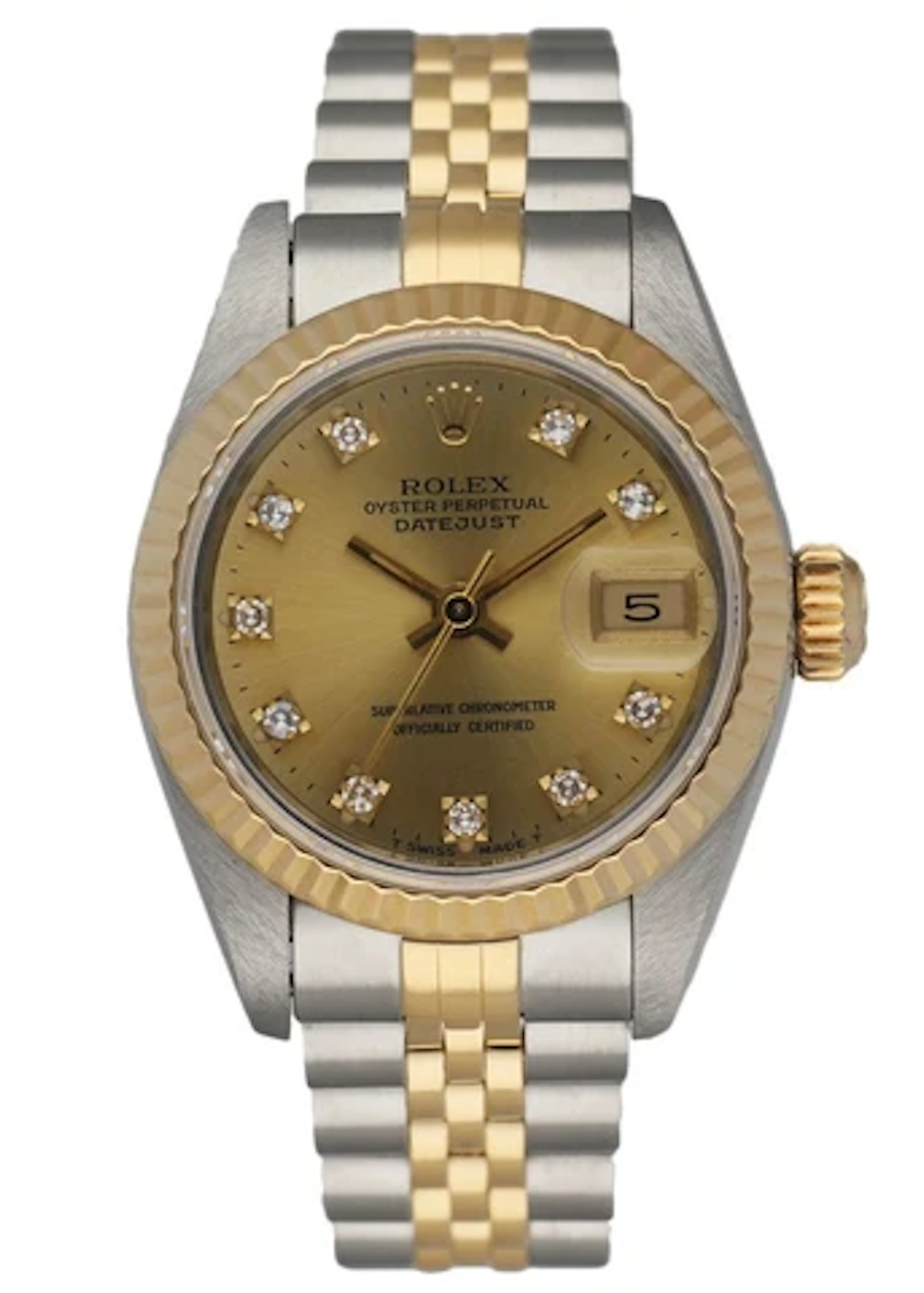Rolex 69173 Stainless Steel & 18K Yellow Gold Diamond Dial Ladies Watch