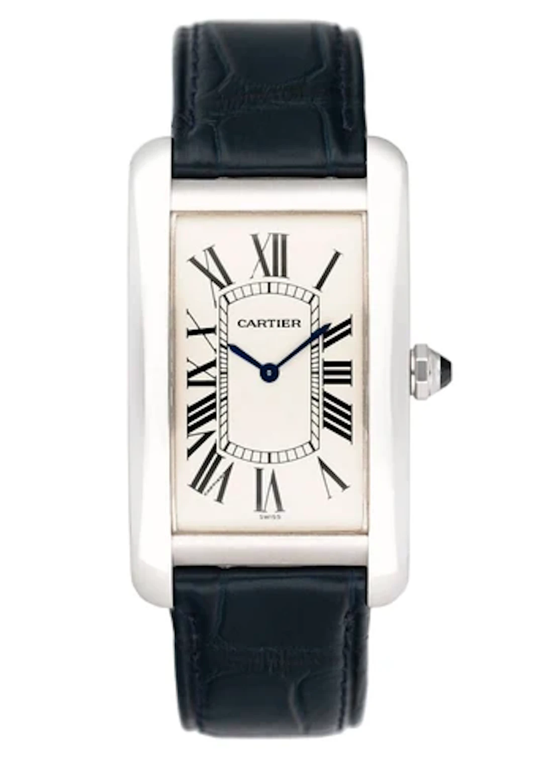 Cartier Tank Americaine Large W2601356 Rhodiumized 18K White Gold Mens Watch