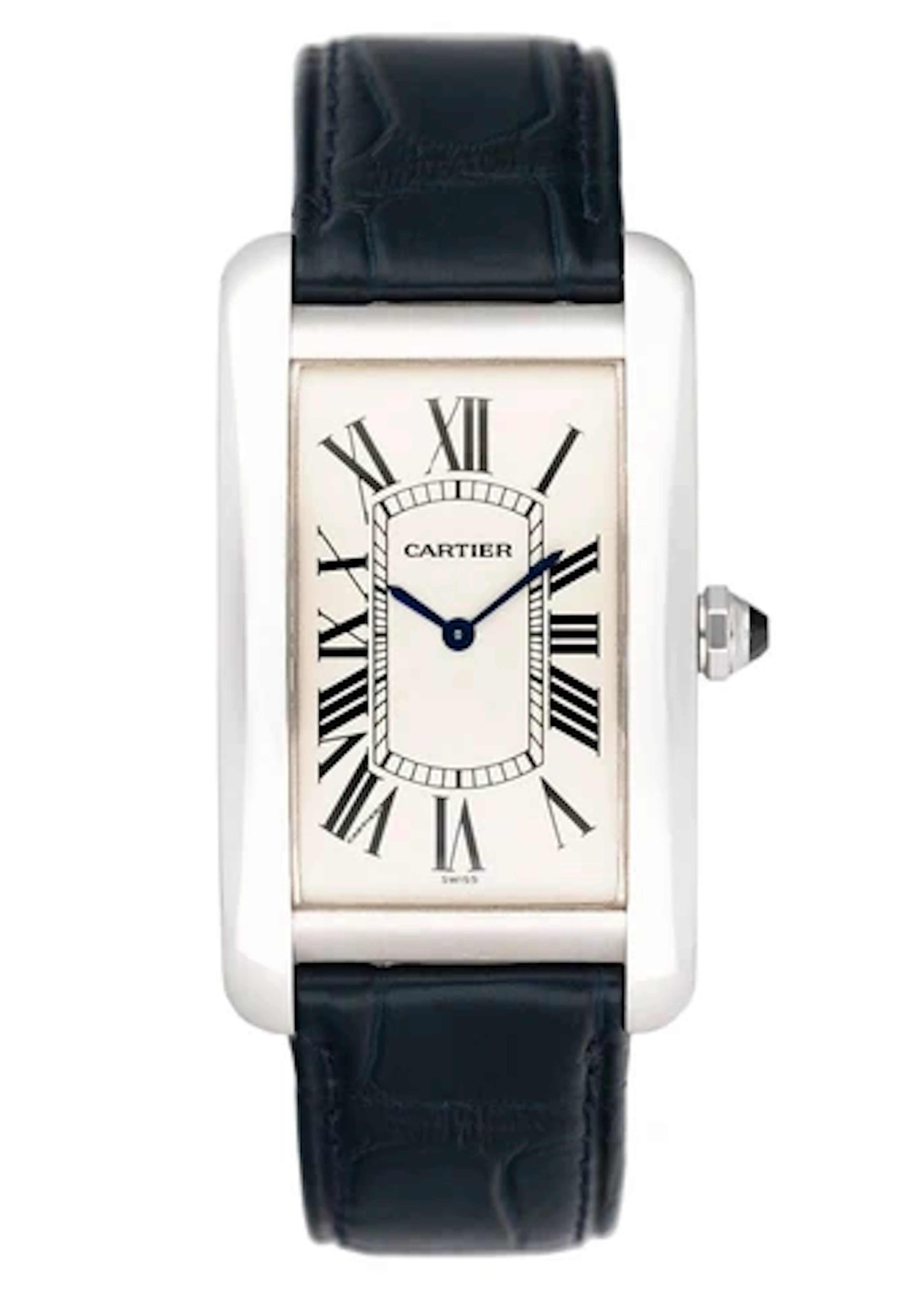 Cartier Tank Americaine Large W2601356 Rhodiumized 18K White Gold Mens Watch