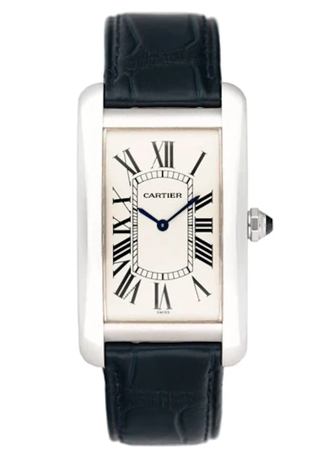 Cartier Tank Americaine Large W2601356 Rhodiumized 18K White Gold Mens Watch