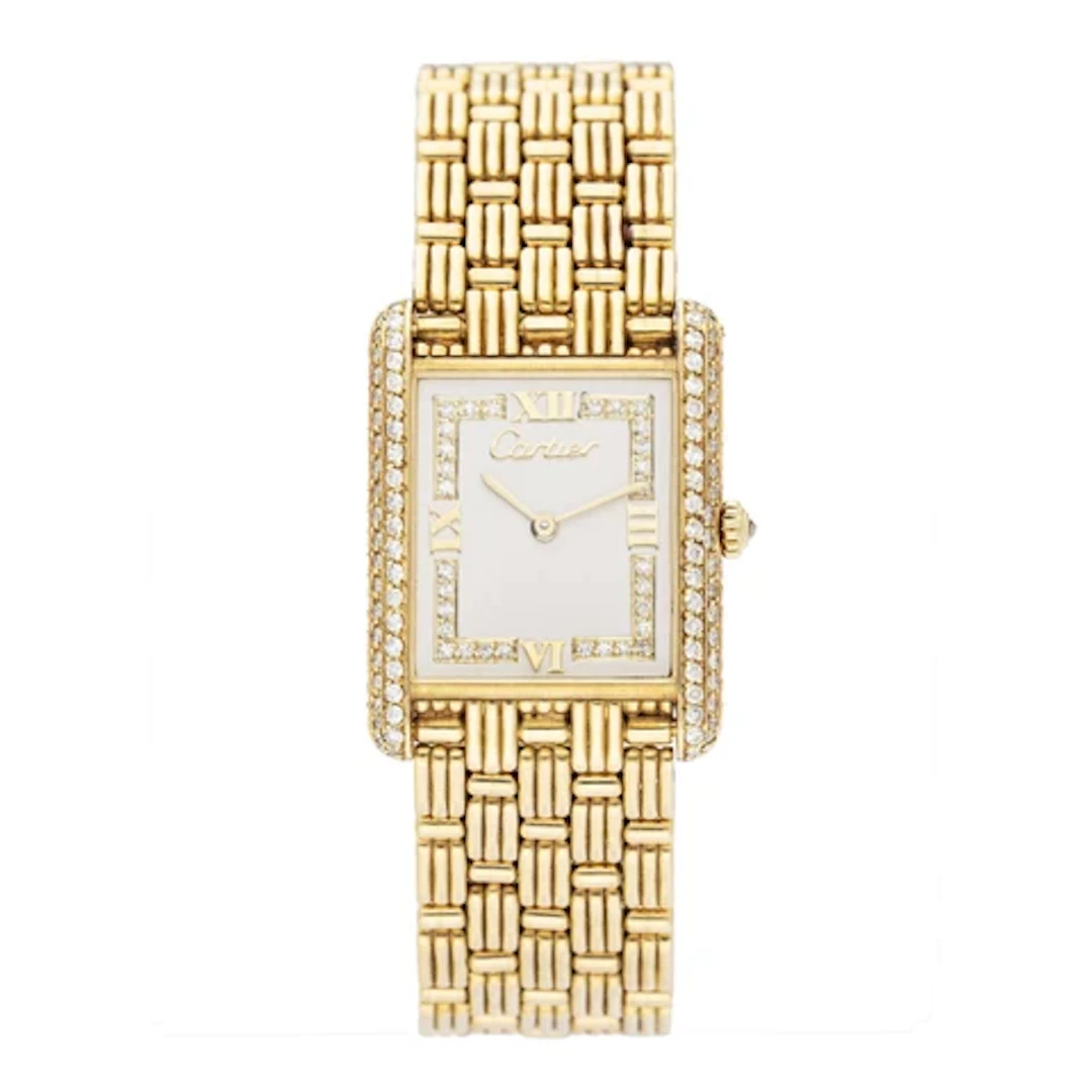 Cartier Tank Louis Paris WA3001A7 Diamond 18K Yellow Gold Ladies Watch