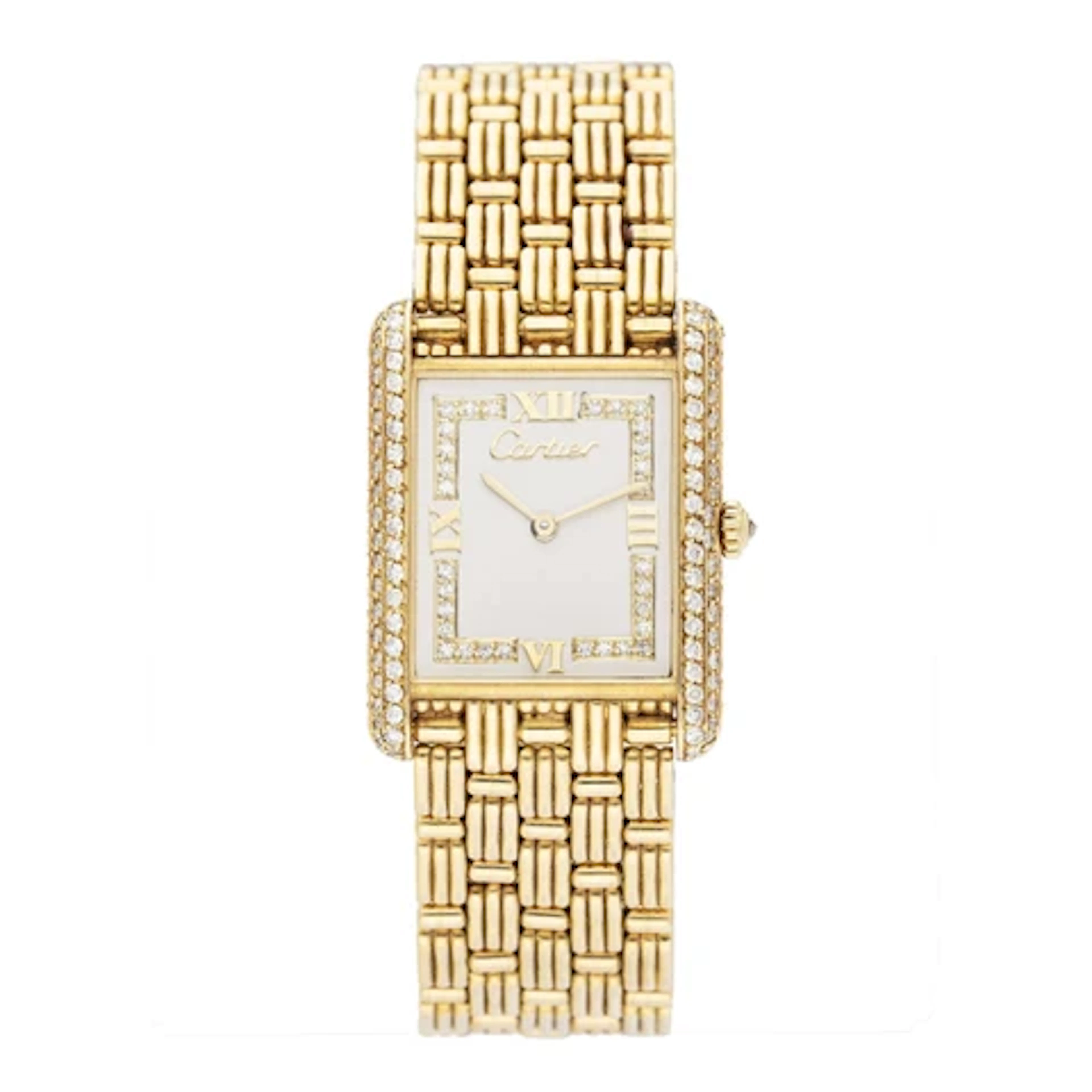 Cartier Tank Louis Paris WA3001A7 Diamond 18K Yellow Gold Ladies Watch