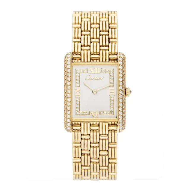 Cartier Tank Louis Paris WA3001A7 Diamond 18K Yellow Gold Ladies Watch