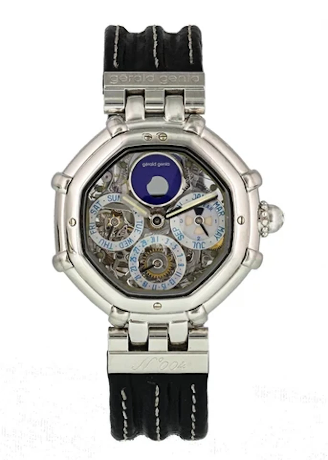 Gerald Genta Success Platinum perpetual calendar 3359.4 skeleton Mens Watch