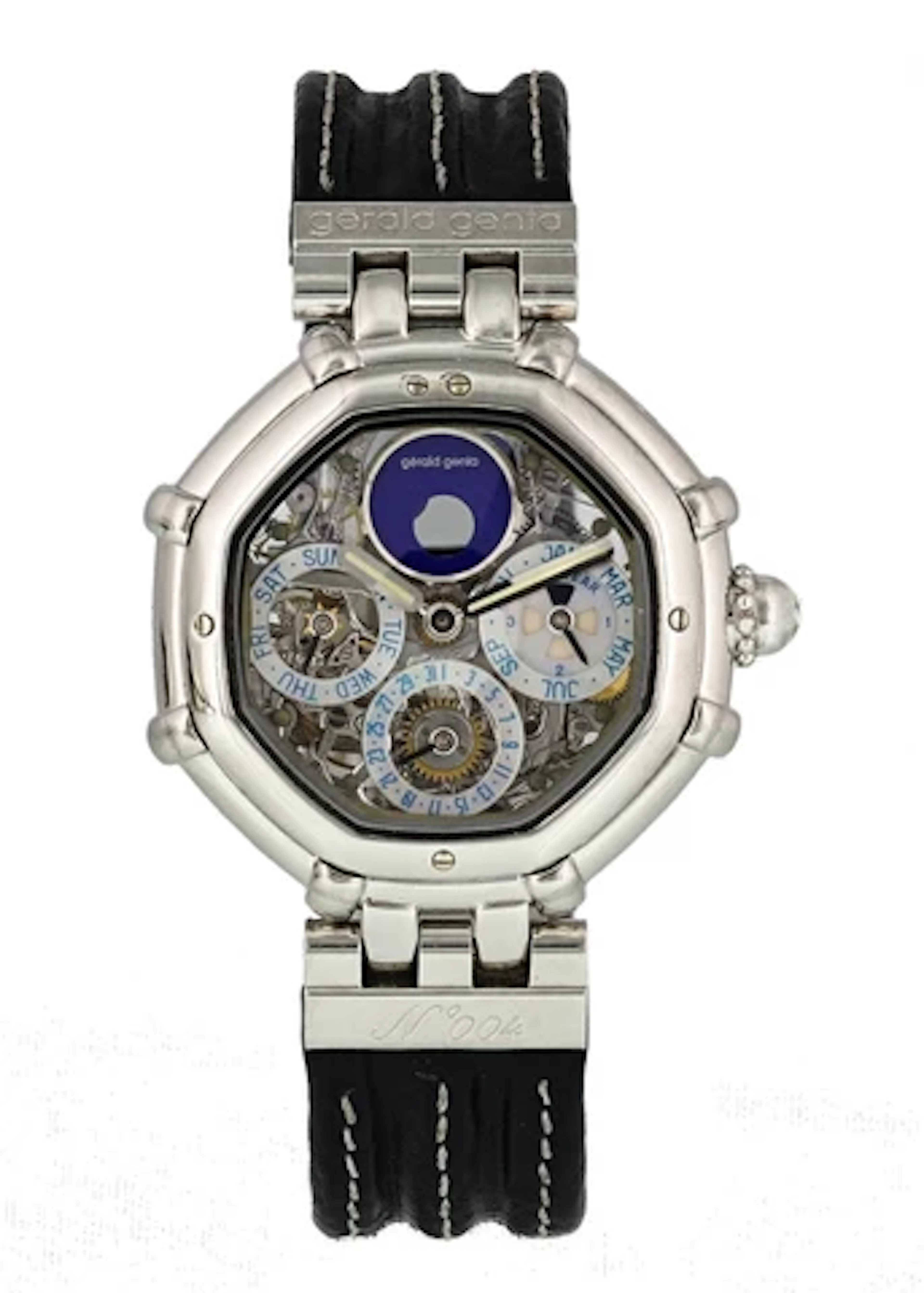 Gerald Genta Success Platinum perpetual calendar 3359.4 skeleton Mens Watch