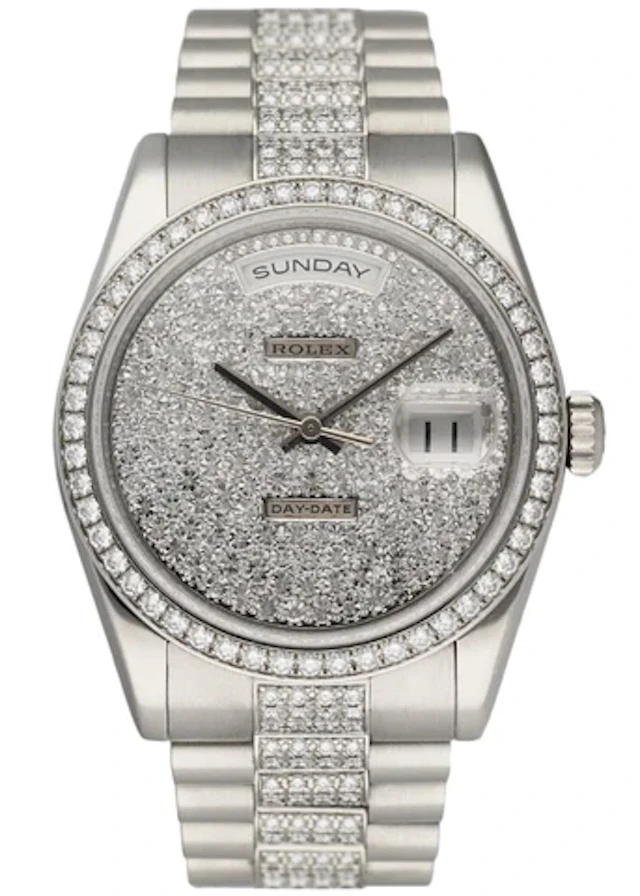 Rolex Day-Date President 118346 Platinum Diamond Mens Watch Box Papers