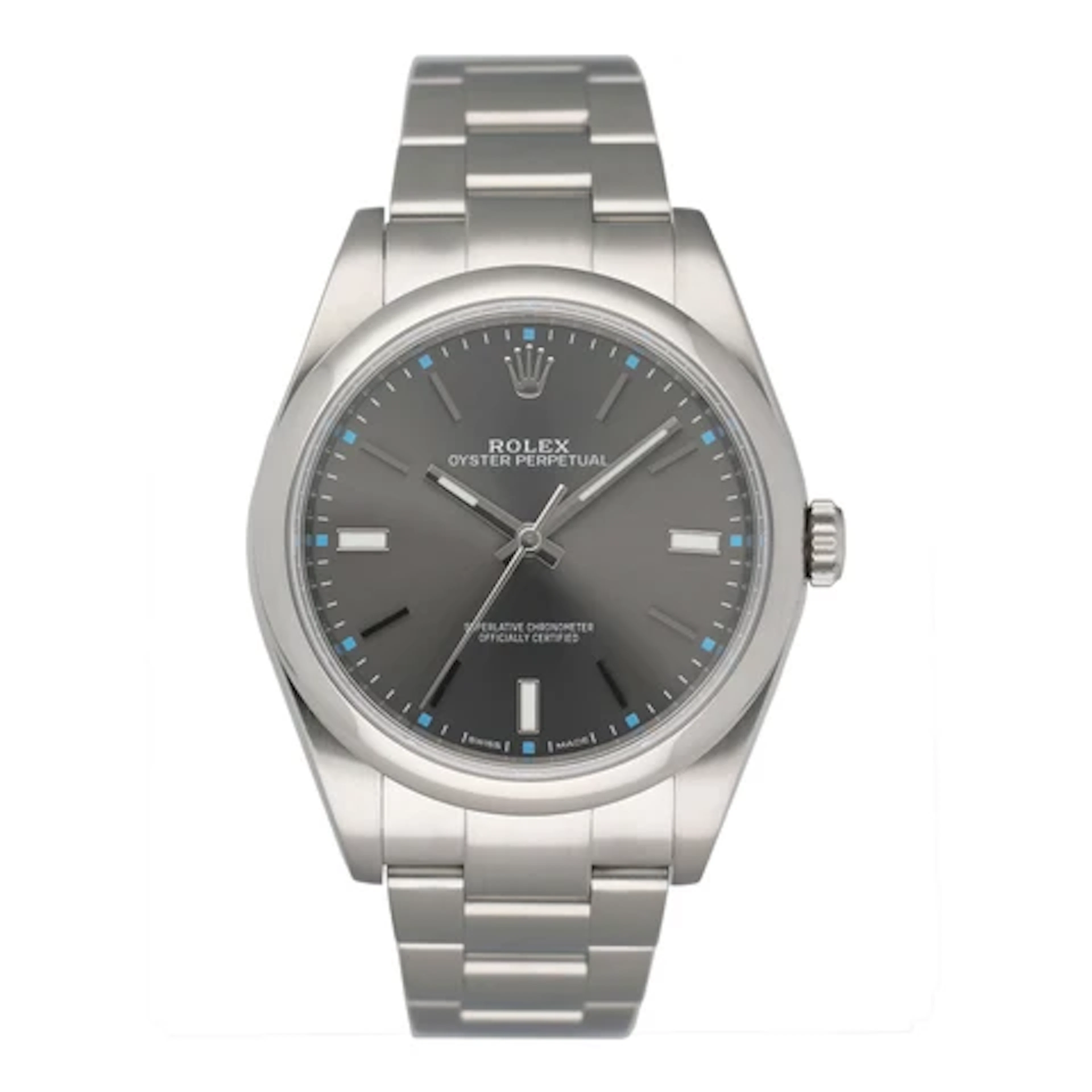 Rolex Oyster Perpetual 114300 Grey Dial Mens Watch Box Papers