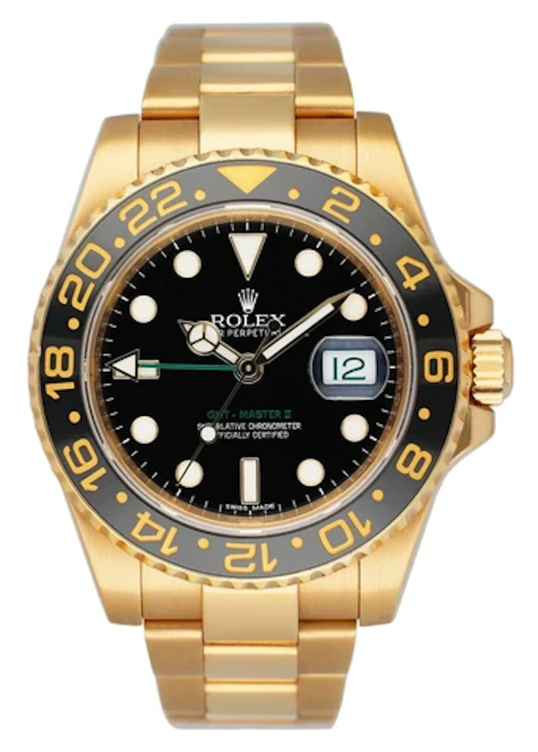 Rolex GMT-Master II 116718LN Black Dial Yellow Gold Mens Watch Box Papers