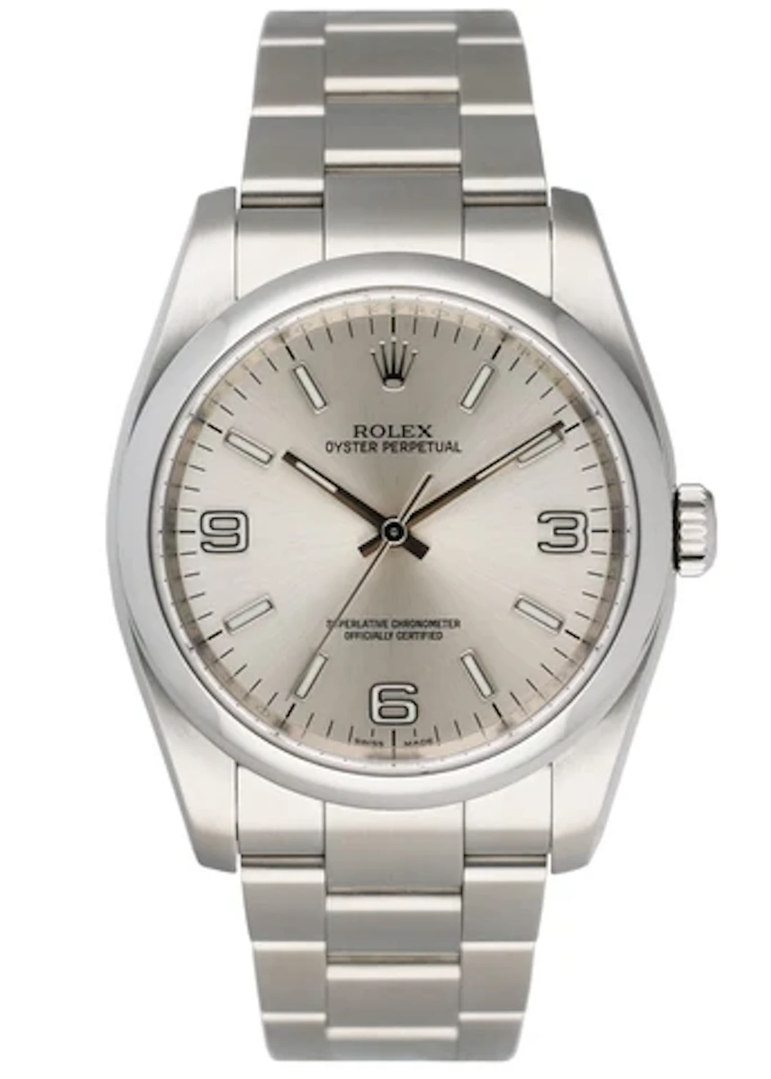 Rolex Oyster Perpetual 116000 Silver Dial Steel Mens Watch Box Papers