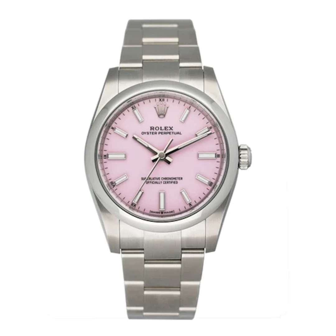 Rolex Oyster Perpetual 124200 Midsize Candy Pink Dial Ladies Watch Box Papers