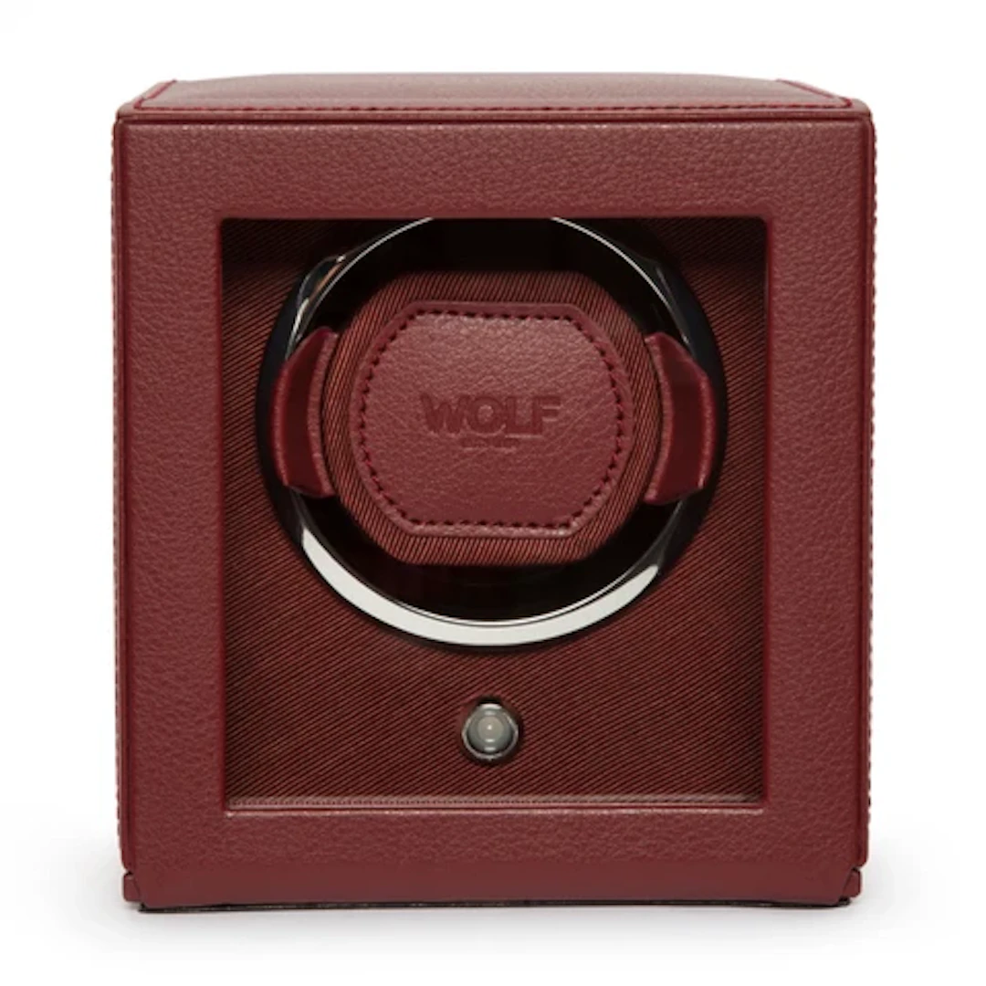 Cub Single Watch Winder with Cover - Bordeaux